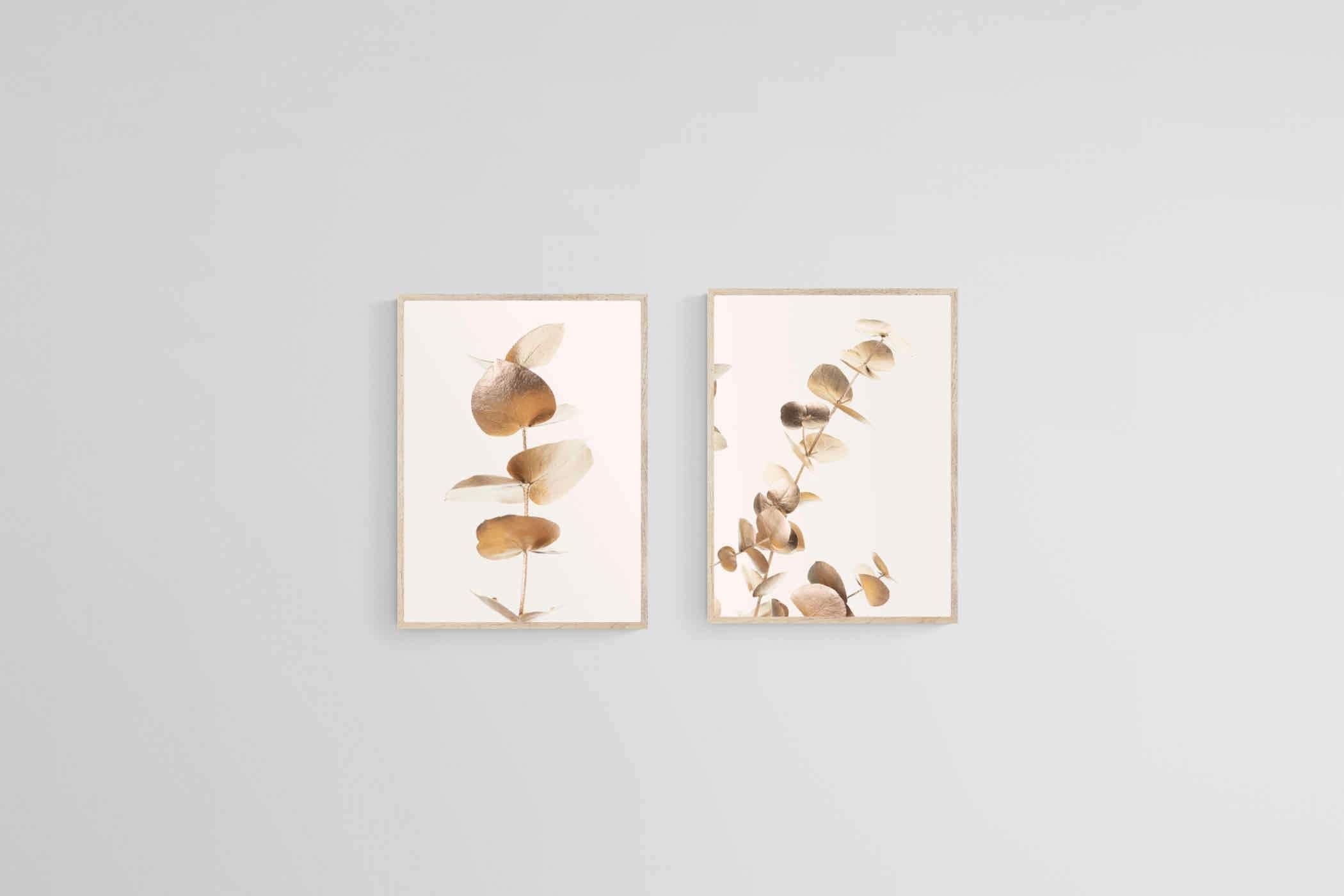 Golden Eucalyptus Set-Wall_Art-45 x 60cm (x2)-Mounted Canvas-Wood-Pixalot