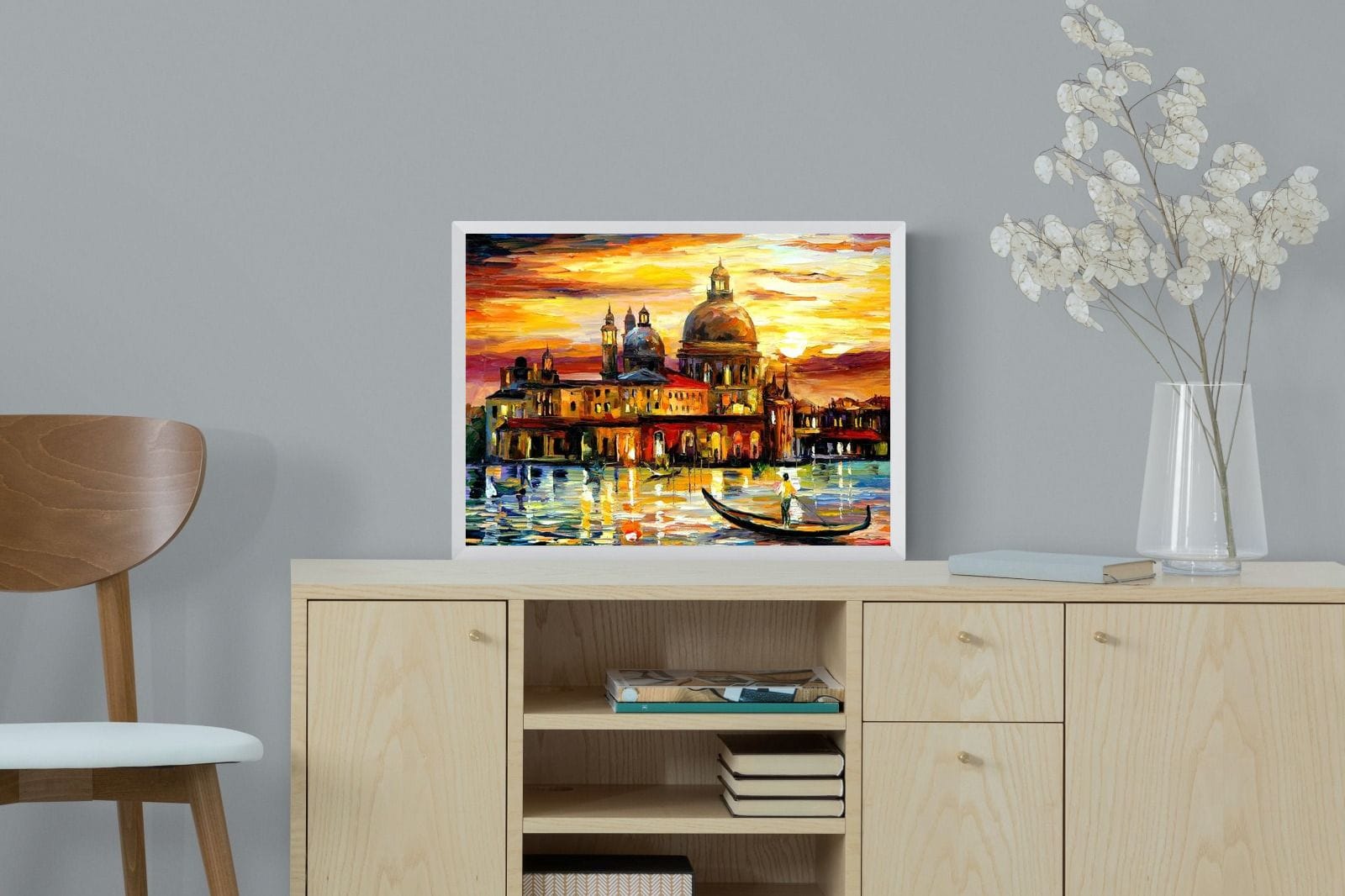 Golden Skies of Venice-Wall_Art-60 x 45cm-Mounted Canvas-White-Pixalot