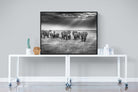 Grazing Elephants-Wall_Art-120 x 90cm-Mounted Canvas-Black-Pixalot