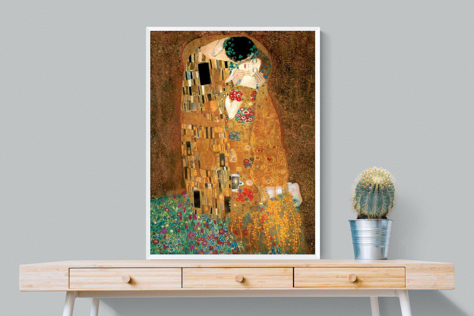 Gustav Klimt The Kiss-Wall_Art-75 x 100cm-Mounted Canvas-White-Pixalot