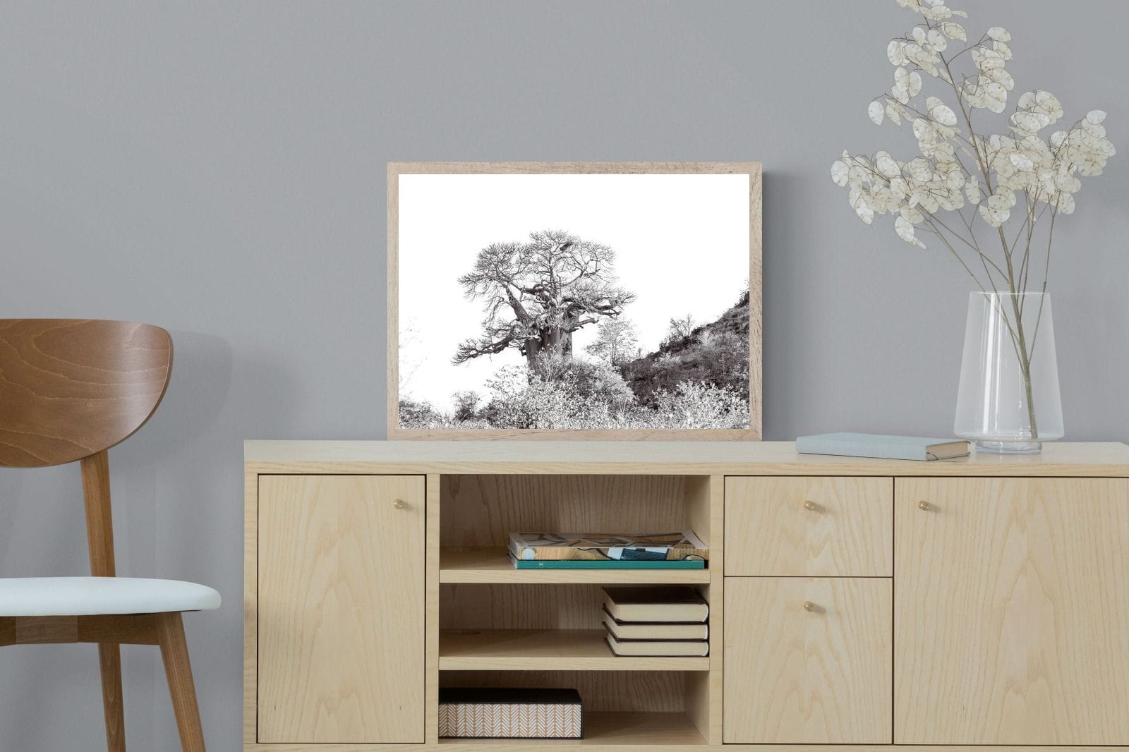 Hillside Baobab-Wall_Art-60 x 45cm-Mounted Canvas-Wood-Pixalot