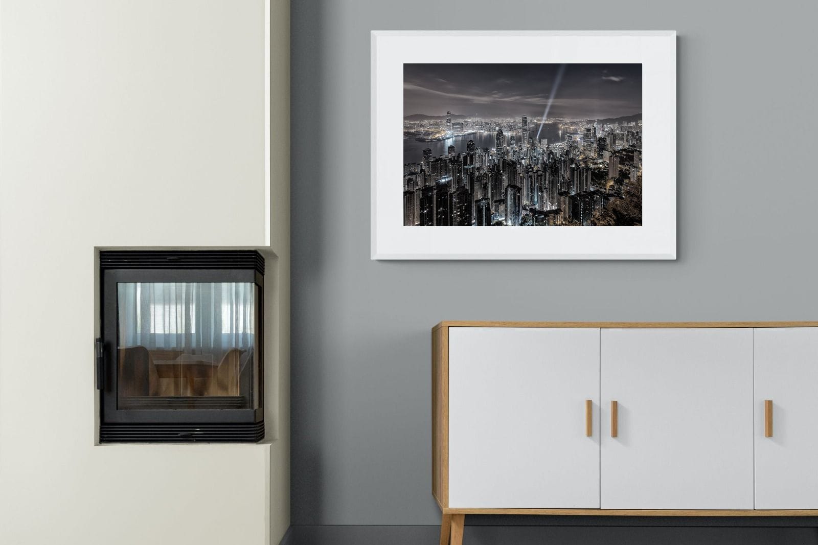 Hong Kong Harbour-Wall_Art-100 x 75cm-Framed Print-White-Pixalot