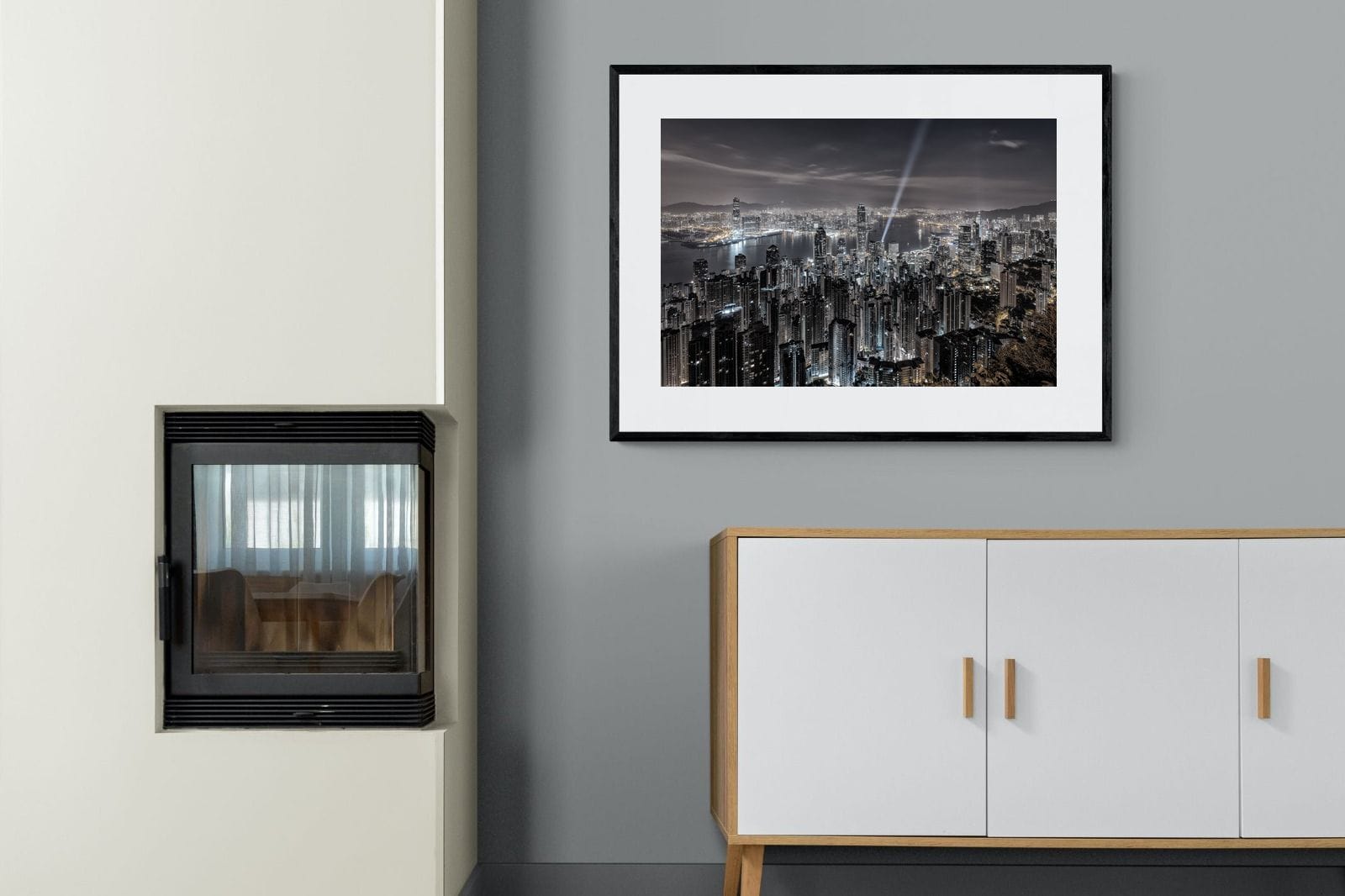 Hong Kong Harbour-Wall_Art-100 x 75cm-Framed Print-Black-Pixalot