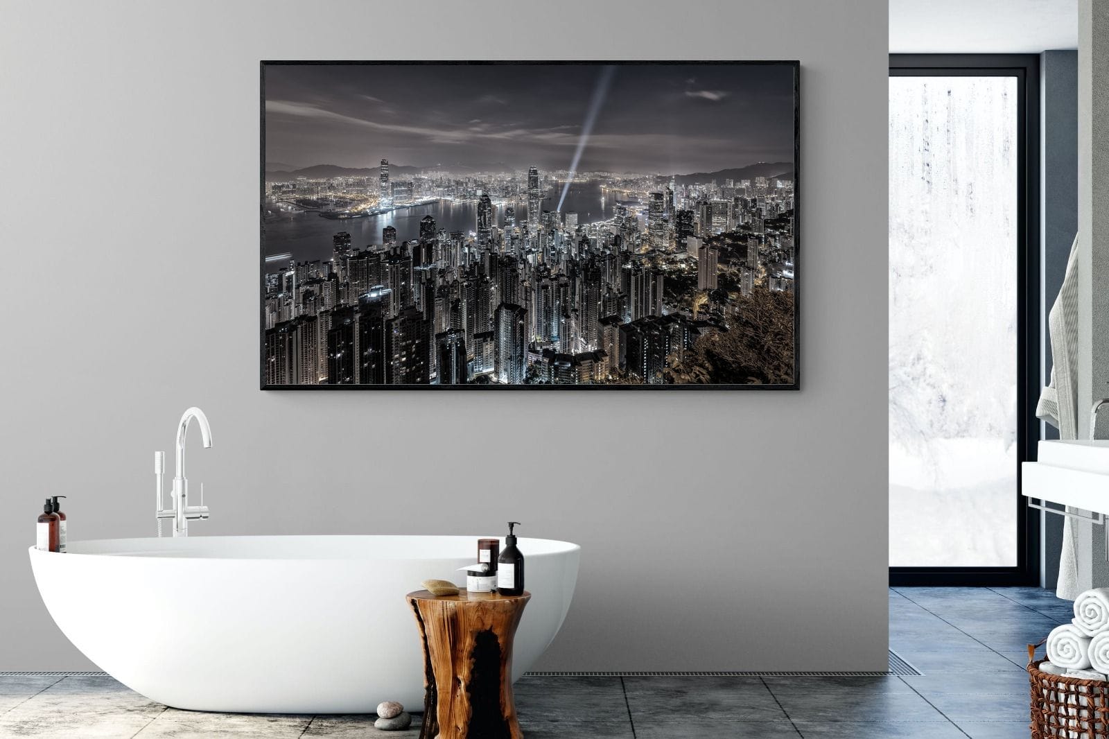 Hong Kong Harbour-Wall_Art-180 x 110cm-Mounted Canvas-Black-Pixalot