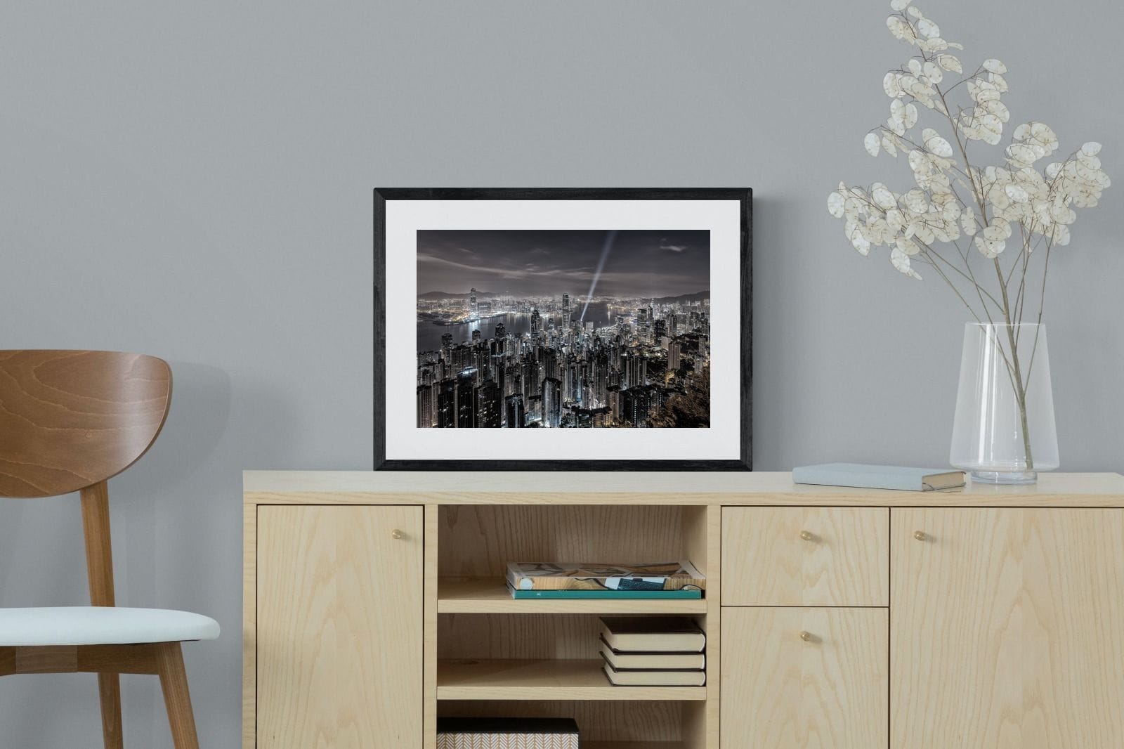 Hong Kong Harbour-Wall_Art-60 x 45cm-Framed Print-Black-Pixalot