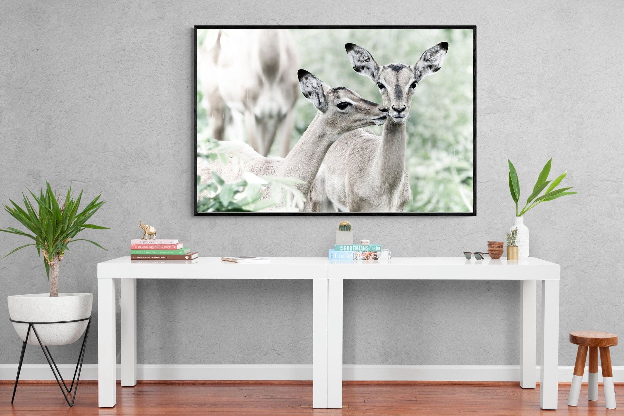 Impala Kisses-Wall_Art-150 x 100cm-Mounted Canvas-Black-Pixalot