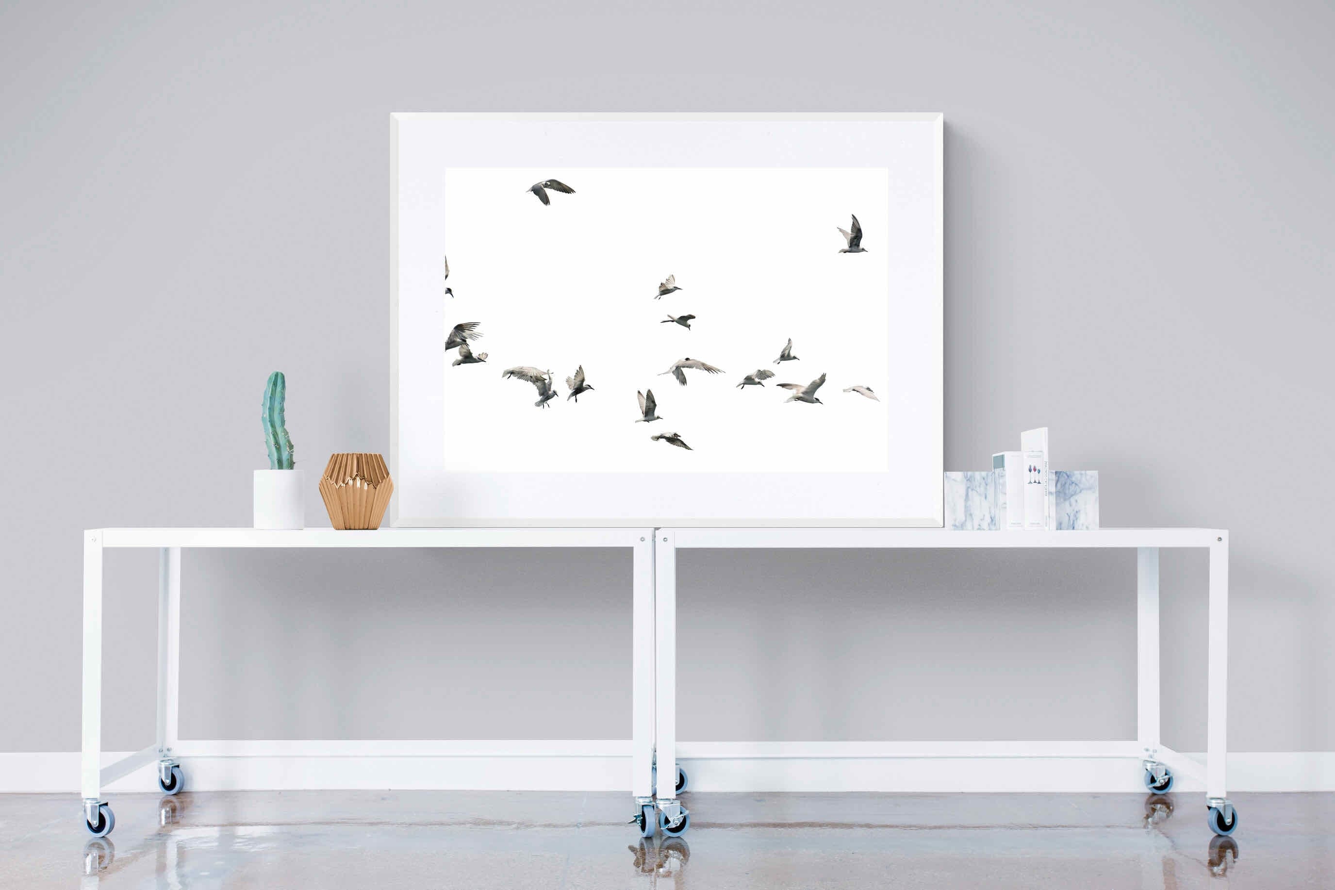 In Flight-Wall_Art-120 x 90cm-Framed Print-White-Pixalot