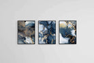 Indigo Gold Set-Wall_Art-45 x 60cm (x3)-Mounted Canvas-Black-Pixalot