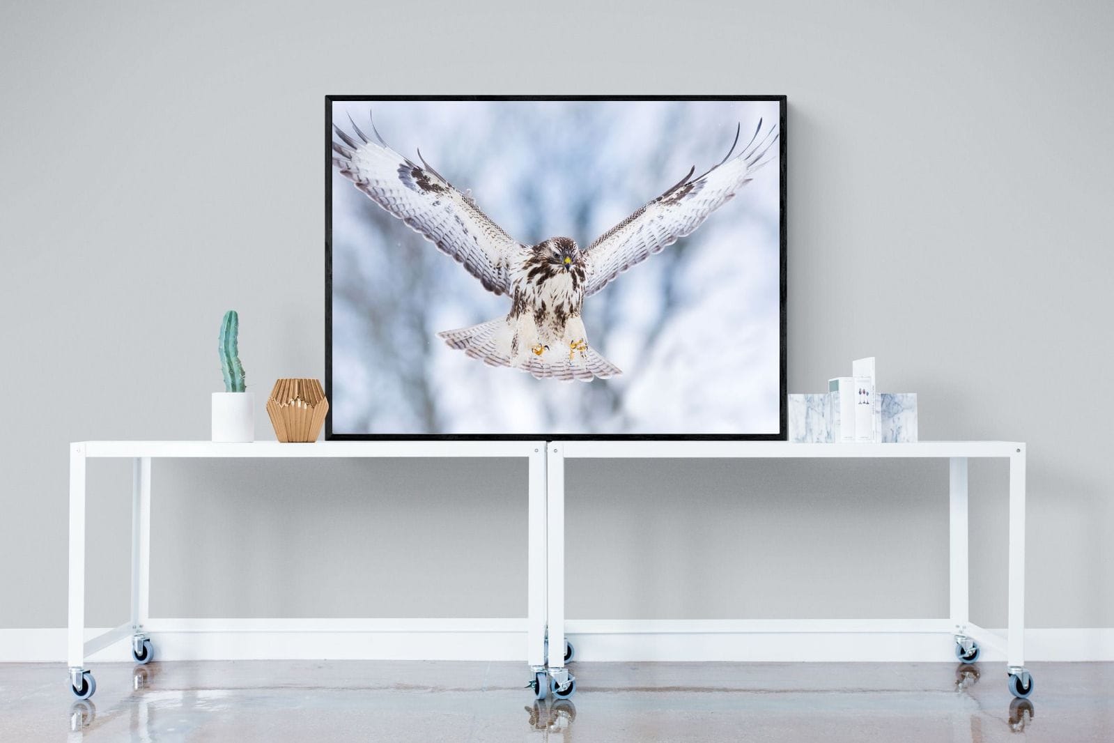 Jackal Buzzard-Wall_Art-120 x 90cm-Mounted Canvas-Black-Pixalot