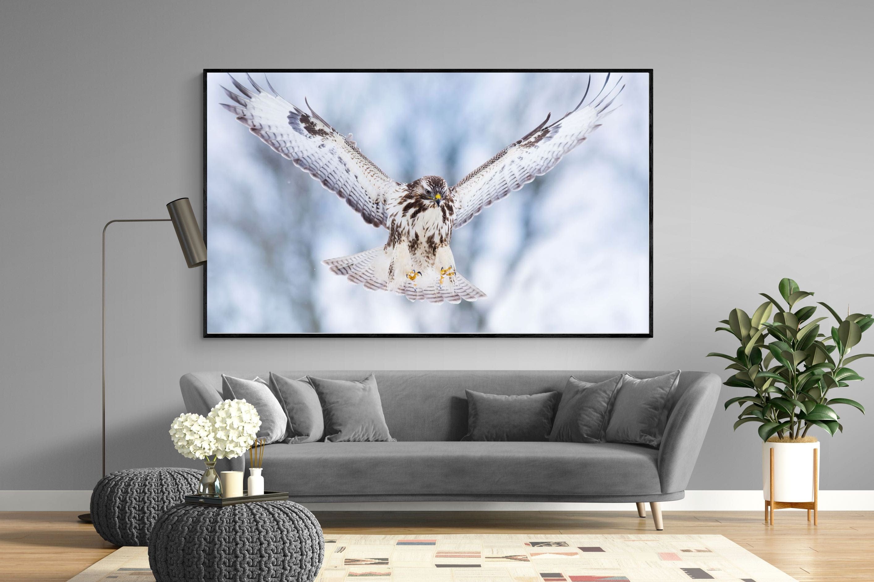 Jackal Buzzard-Wall_Art-220 x 130cm-Mounted Canvas-Black-Pixalot