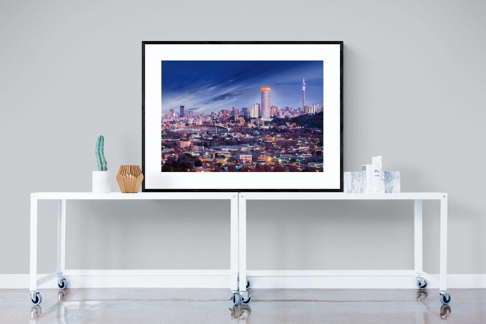 Johannesburg Panoramic-Wall_Art-120 x 90cm-Framed Print-Black-Pixalot