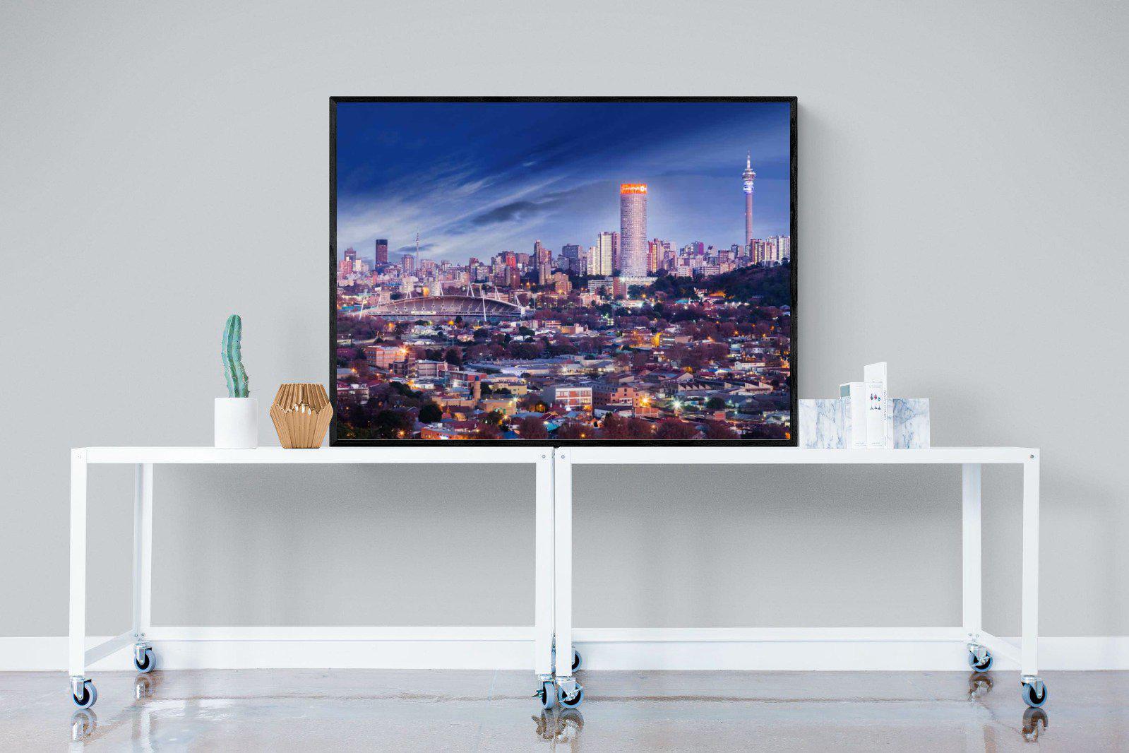 Johannesburg Panoramic-Wall_Art-120 x 90cm-Mounted Canvas-Black-Pixalot