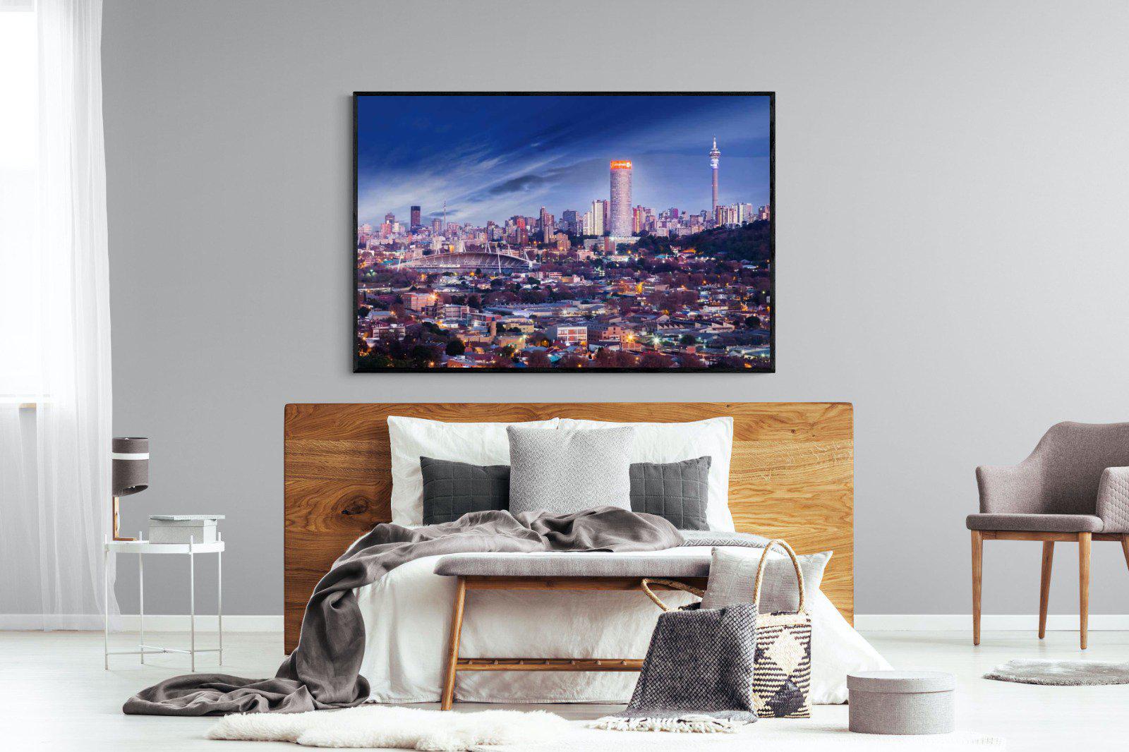 Johannesburg Panoramic-Wall_Art-150 x 100cm-Mounted Canvas-Black-Pixalot