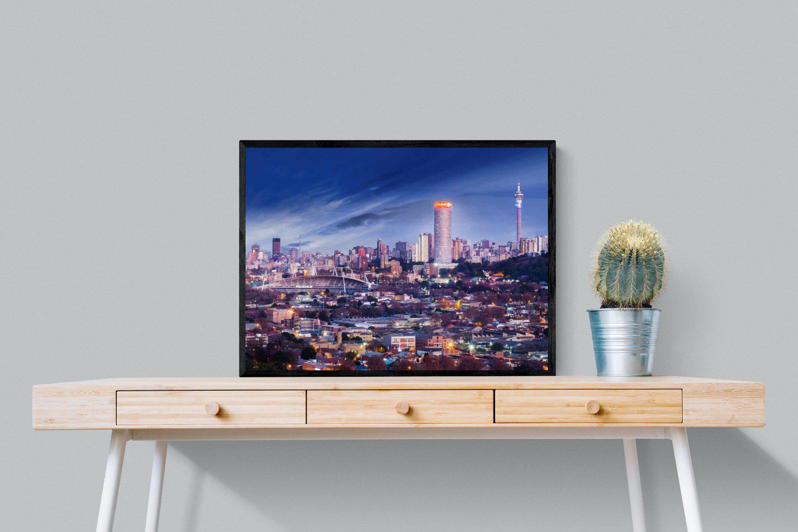 Johannesburg Panoramic-Wall_Art-80 x 60cm-Mounted Canvas-Black-Pixalot