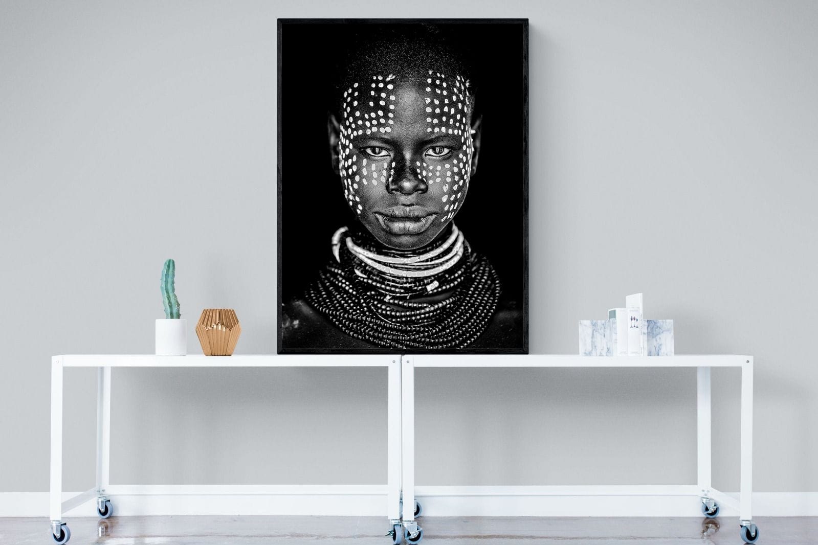 Karo Tribeswoman-Wall_Art-90 x 120cm-Mounted Canvas-Black-Pixalot