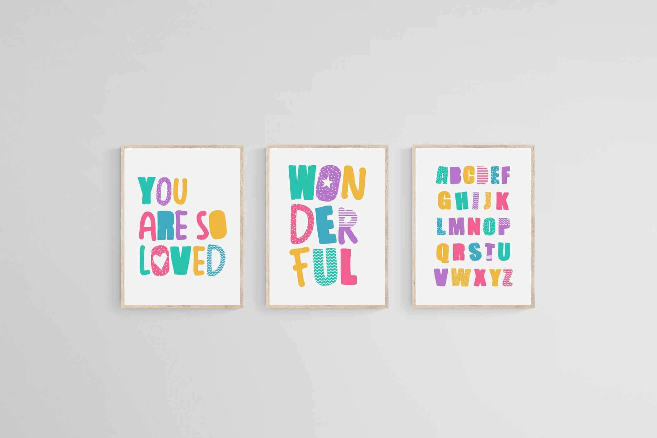 Kids Word Set-Wall_Art-45 x 60cm (x3)-Mounted Canvas-Wood-Pixalot