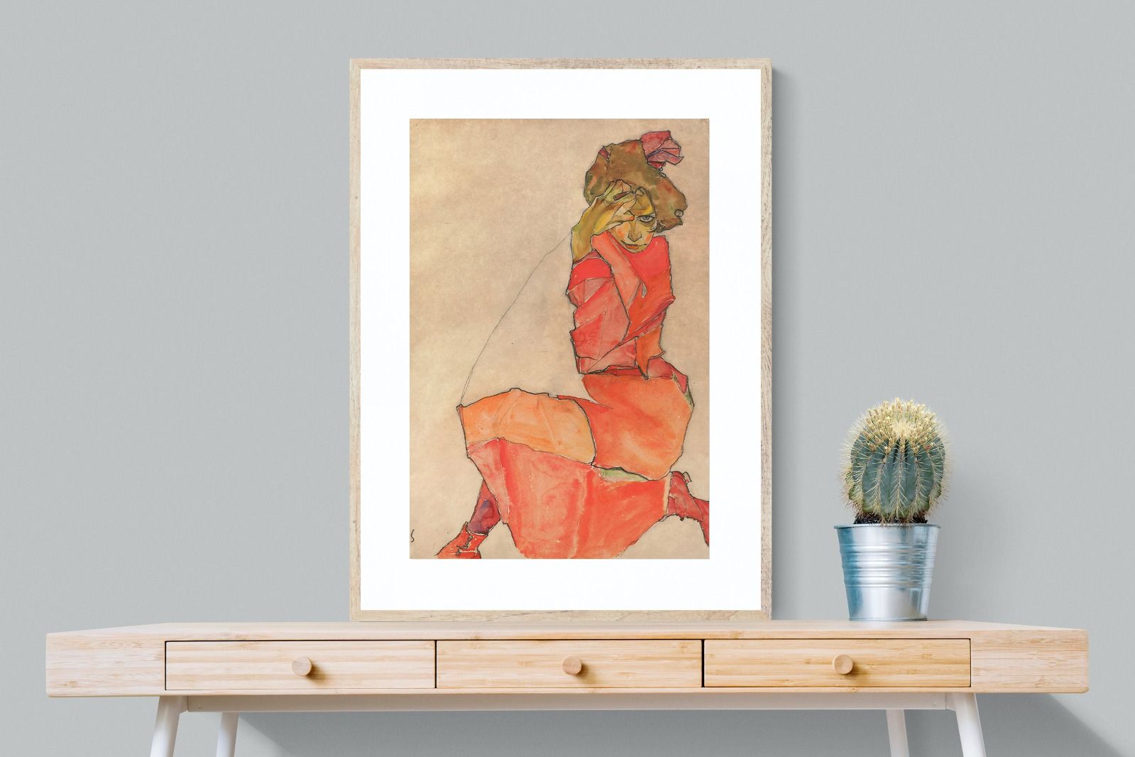 Pixalot Kneeling Female in Orange-Red Dress