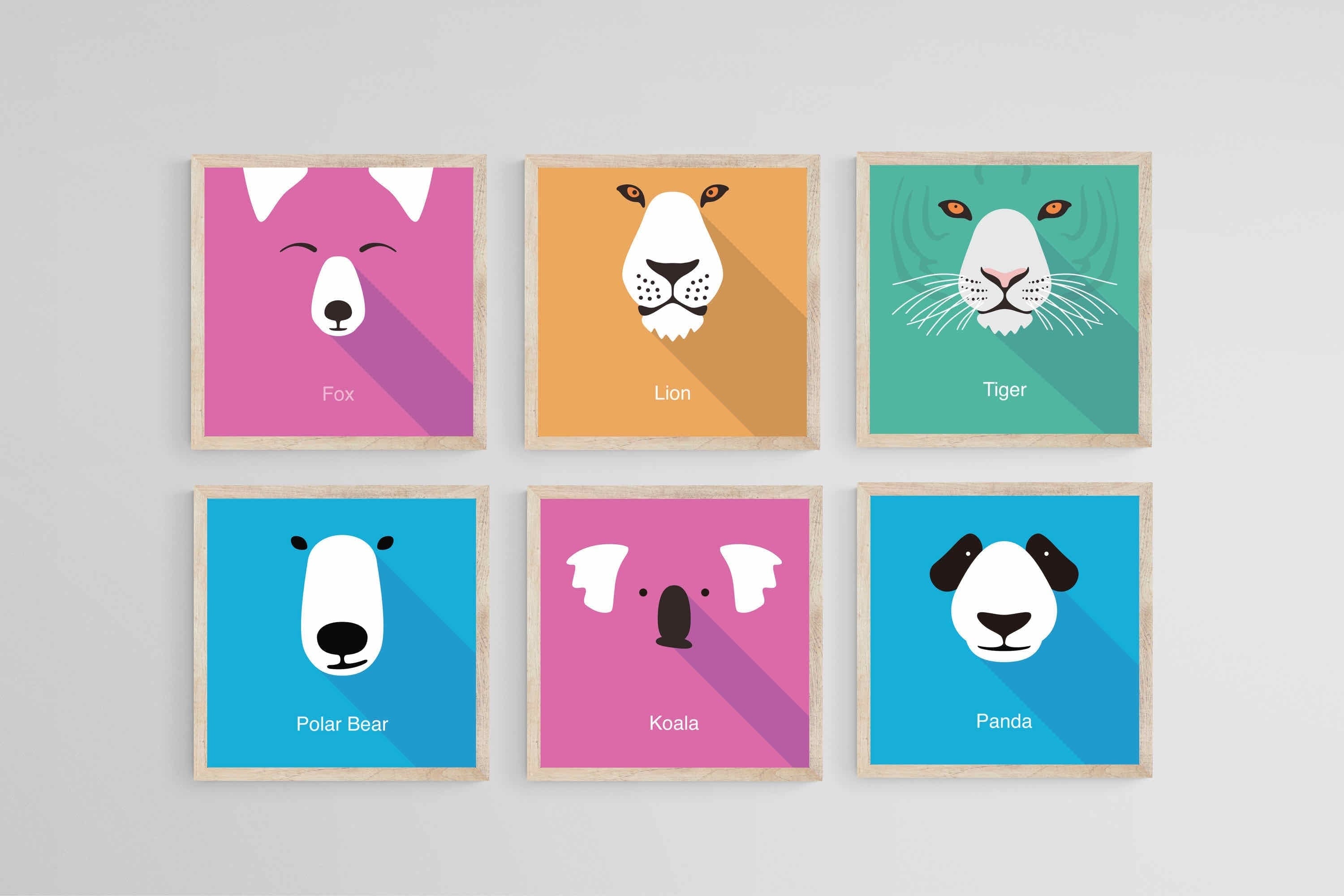 Learning Animals Set of 6-Wall_Art-30 x 30cm (x6)-Mounted Canvas-Wood-Pixalot