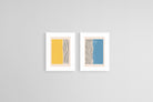 Lines with Yellow & Blue Set-Wall_Art-45 x 60cm (x2)-Framed Print-White-Pixalot