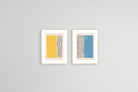Lines with Yellow & Blue Set-Wall_Art-45 x 60cm (x2)-Framed Print-Wood-Pixalot