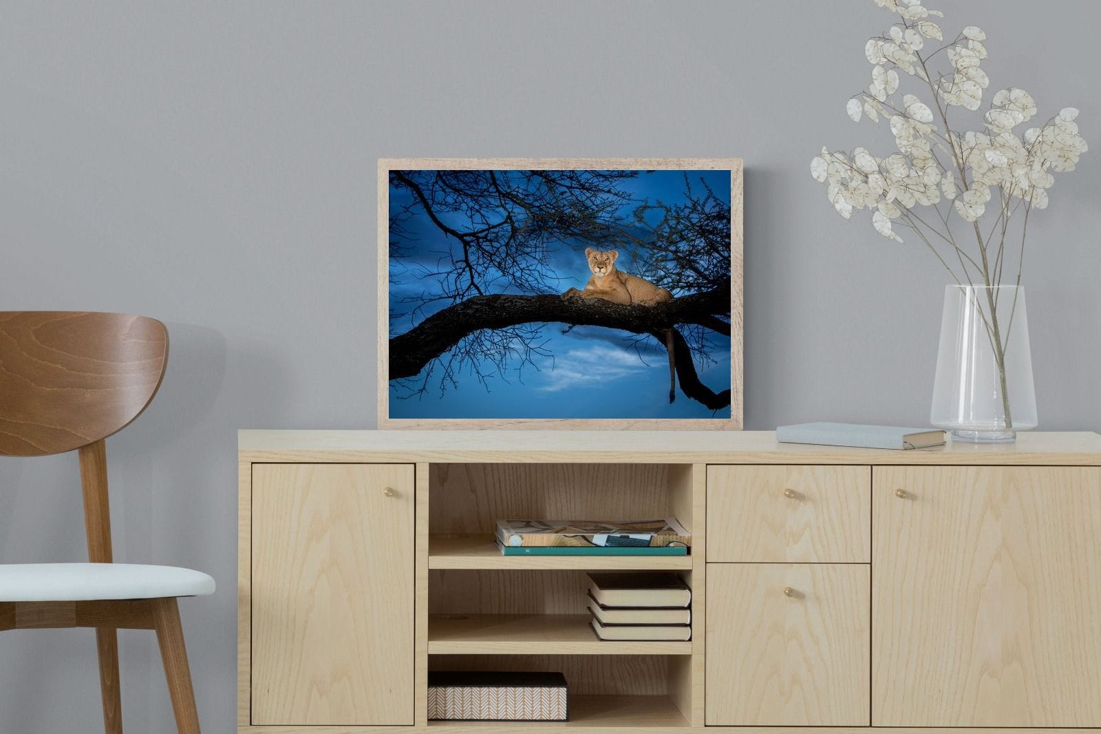 Lion at Dusk-Wall_Art-60 x 45cm-Mounted Canvas-Wood-Pixalot