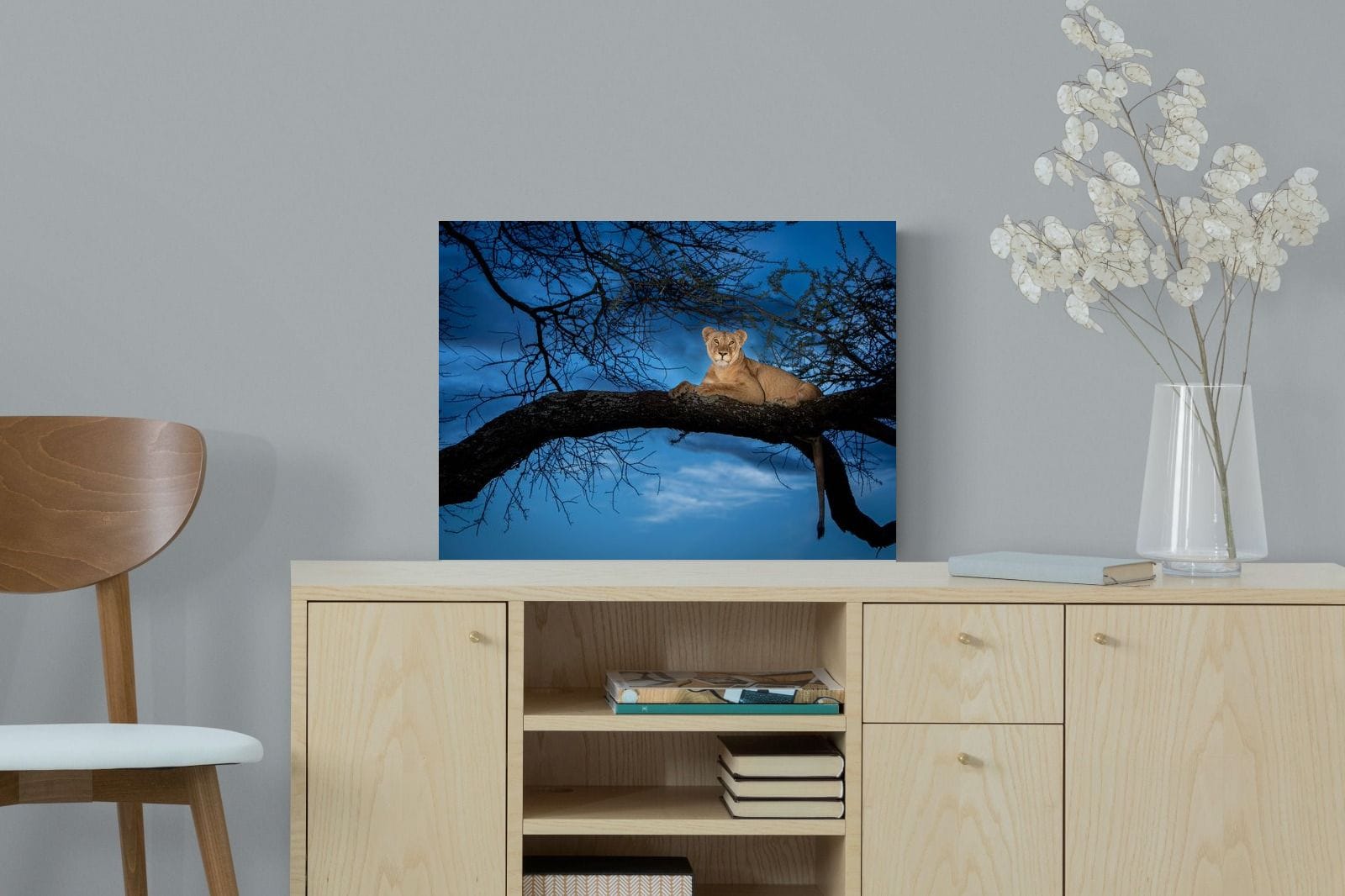 Lion at Dusk-Wall_Art-60 x 45cm-Mounted Canvas-No Frame-Pixalot