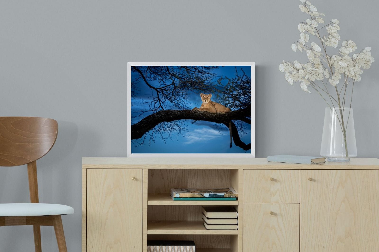 Lion at Dusk-Wall_Art-60 x 45cm-Mounted Canvas-White-Pixalot