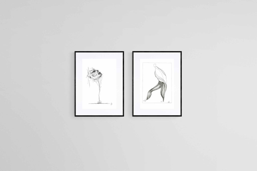 Lor Muller Set-Wall_Art-45 x 60cm (x2)-Framed Print-Black-Pixalot