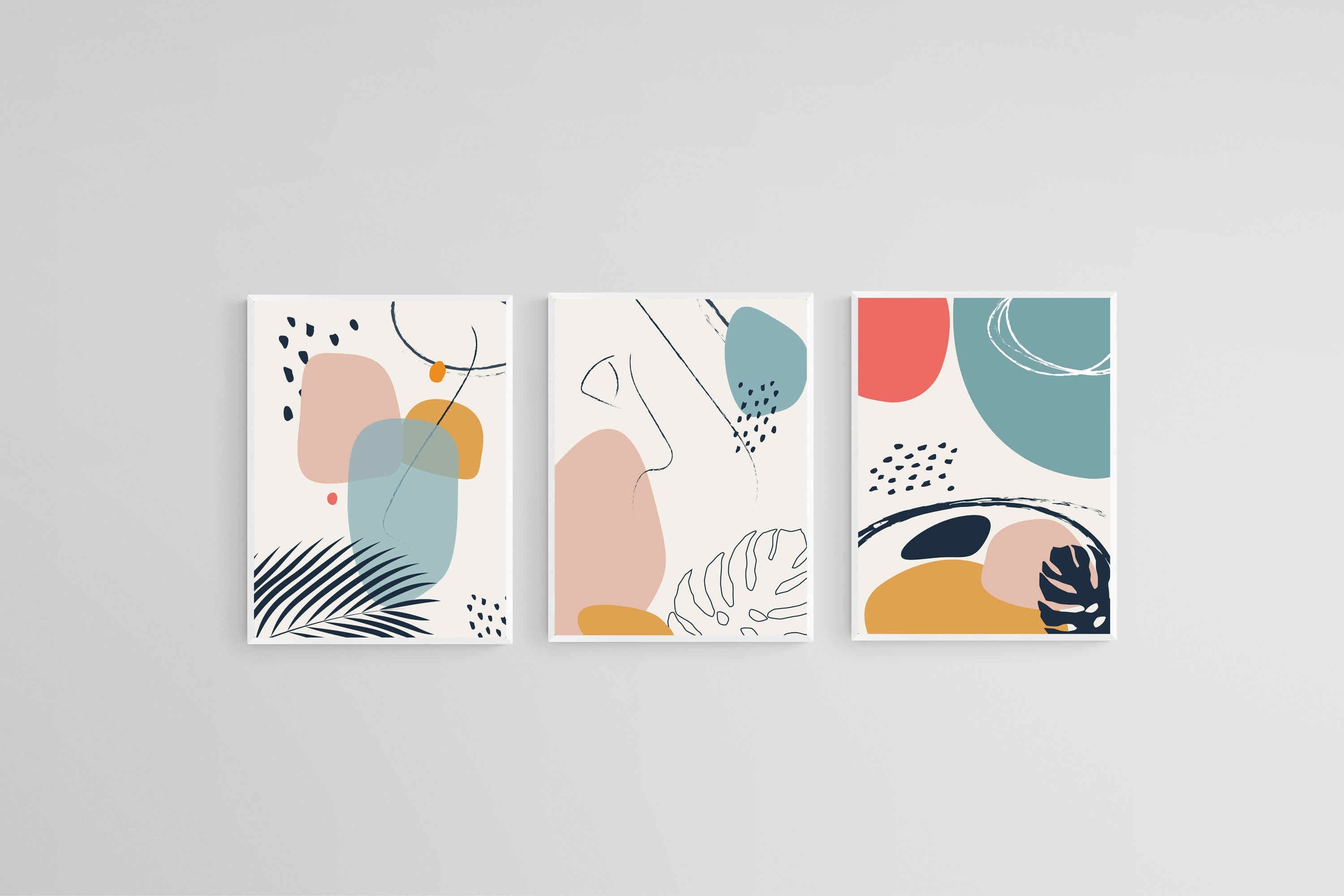 Matisse Style Set-Wall_Art-45 x 60cm (x3)-Mounted Canvas-White-Pixalot