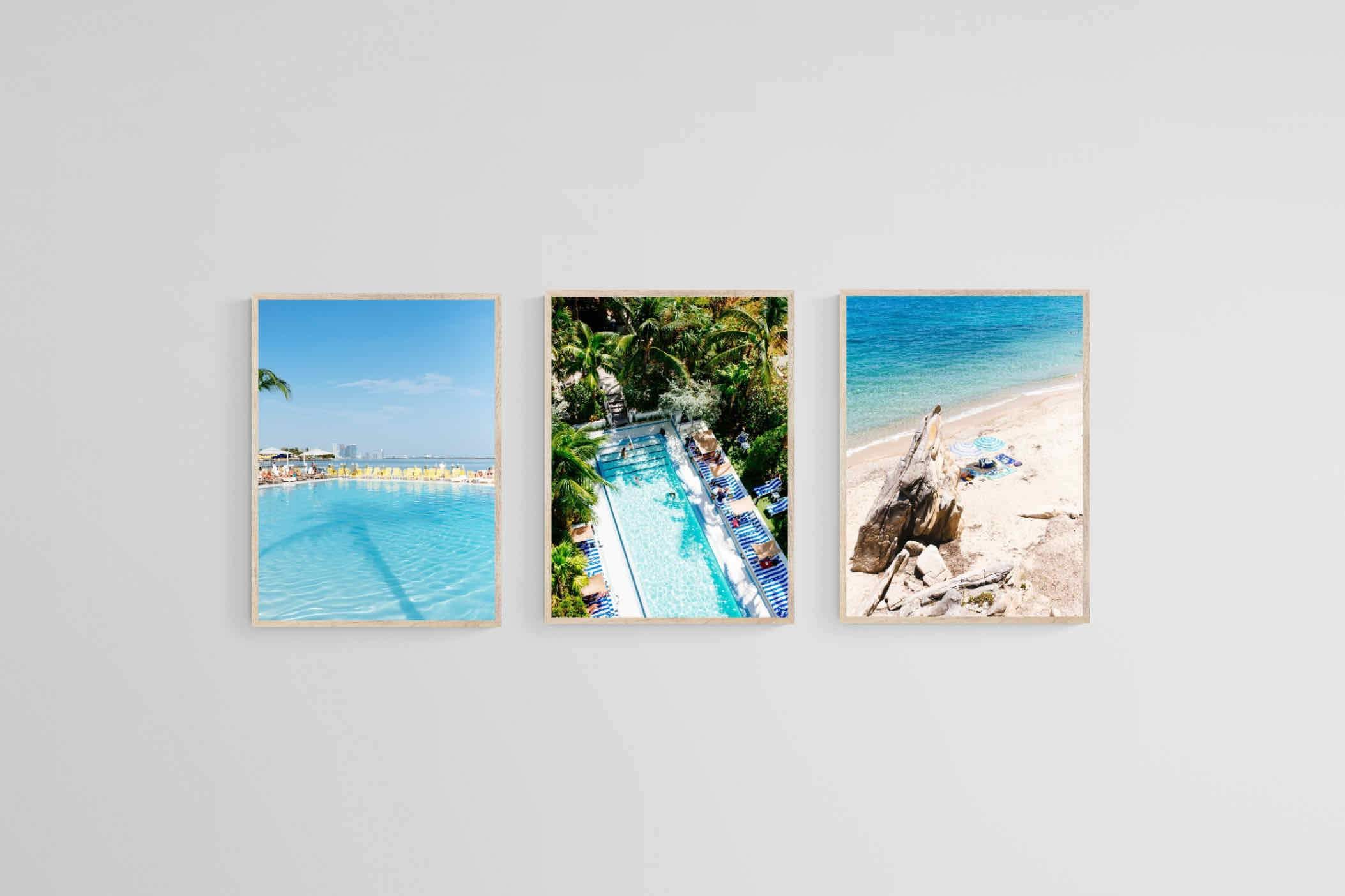 Miami Beach House Set-Wall_Art-45 x 60cm (x3)-Mounted Canvas-Wood-Pixalot