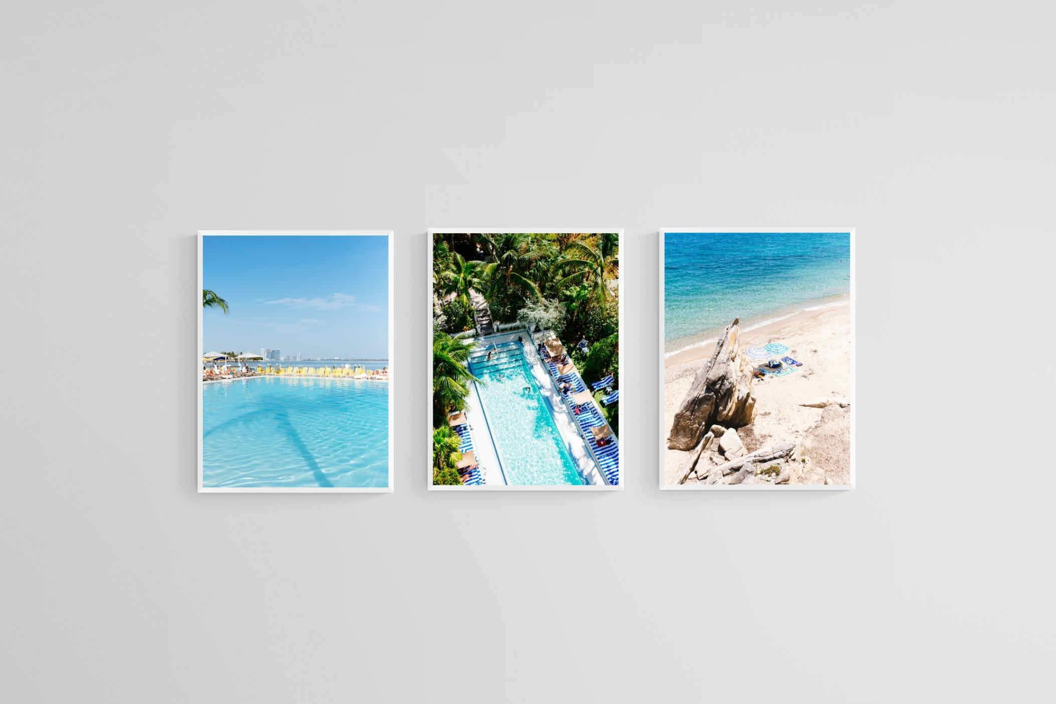 Miami Beach House Set-Wall_Art-45 x 60cm (x3)-Mounted Canvas-White-Pixalot