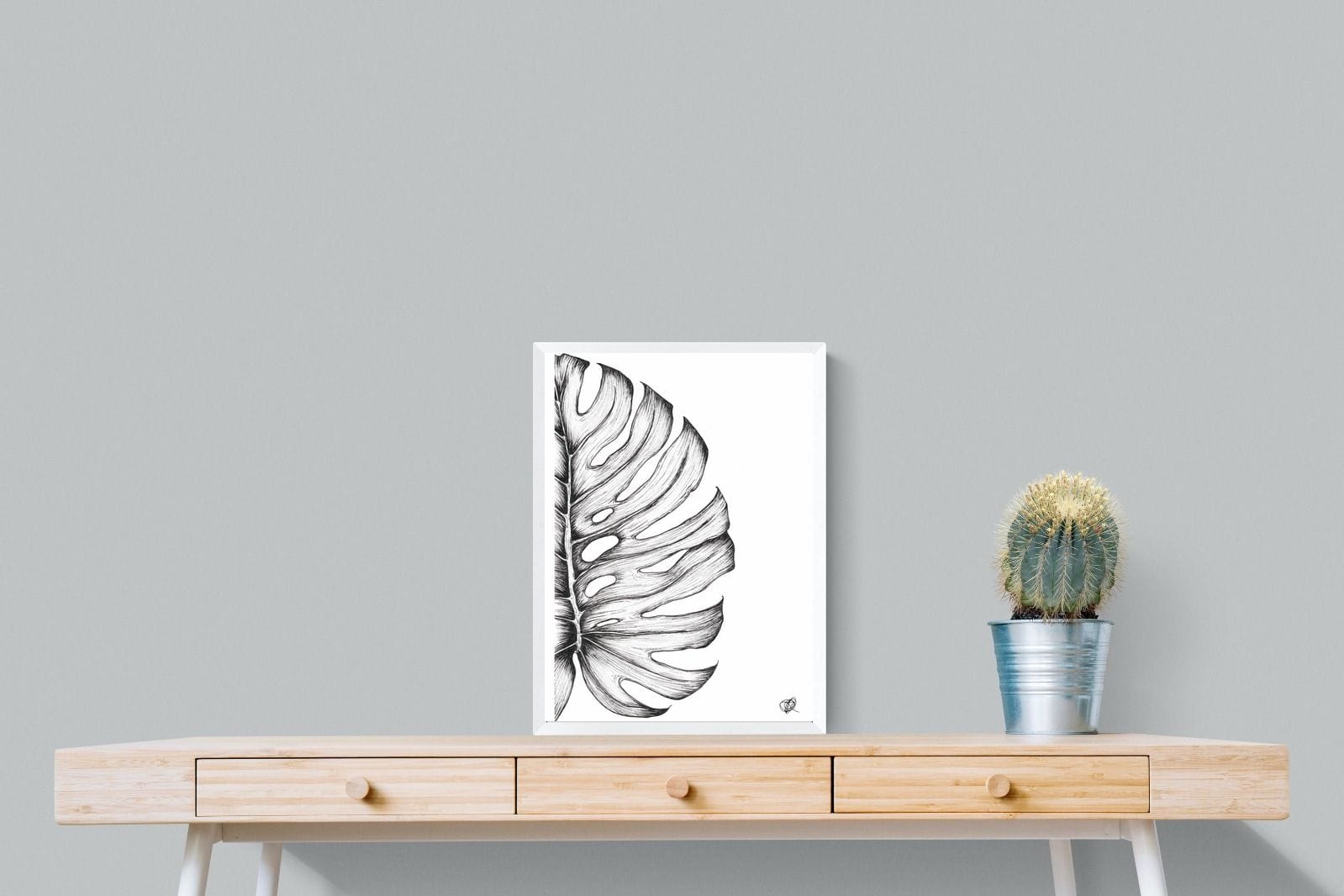 Monstera Illustration-Wall_Art-45 x 60cm-Framed Print-White-Pixalot