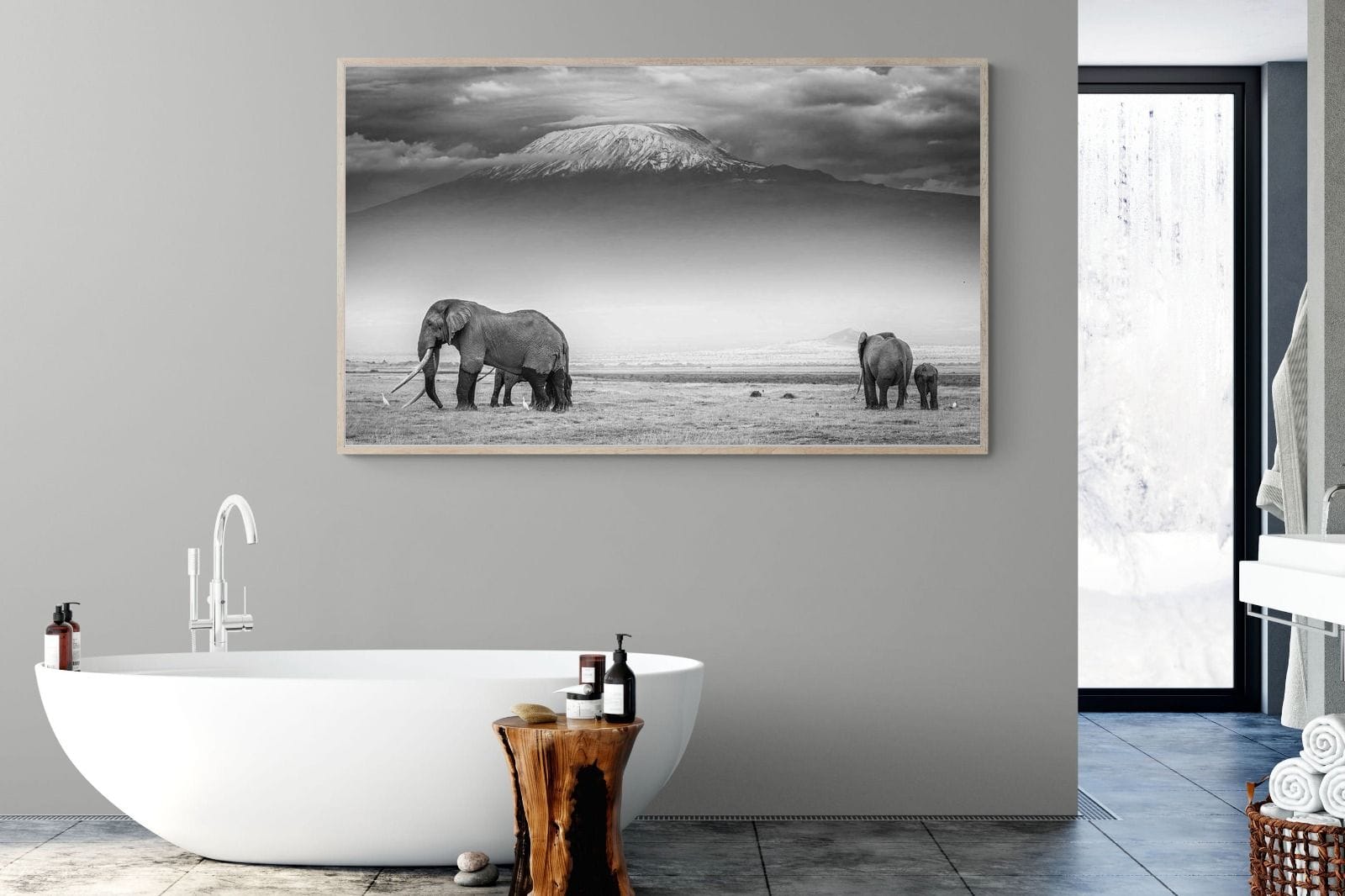 Mountain Ele-Wall_Art-180 x 110cm-Mounted Canvas-Wood-Pixalot