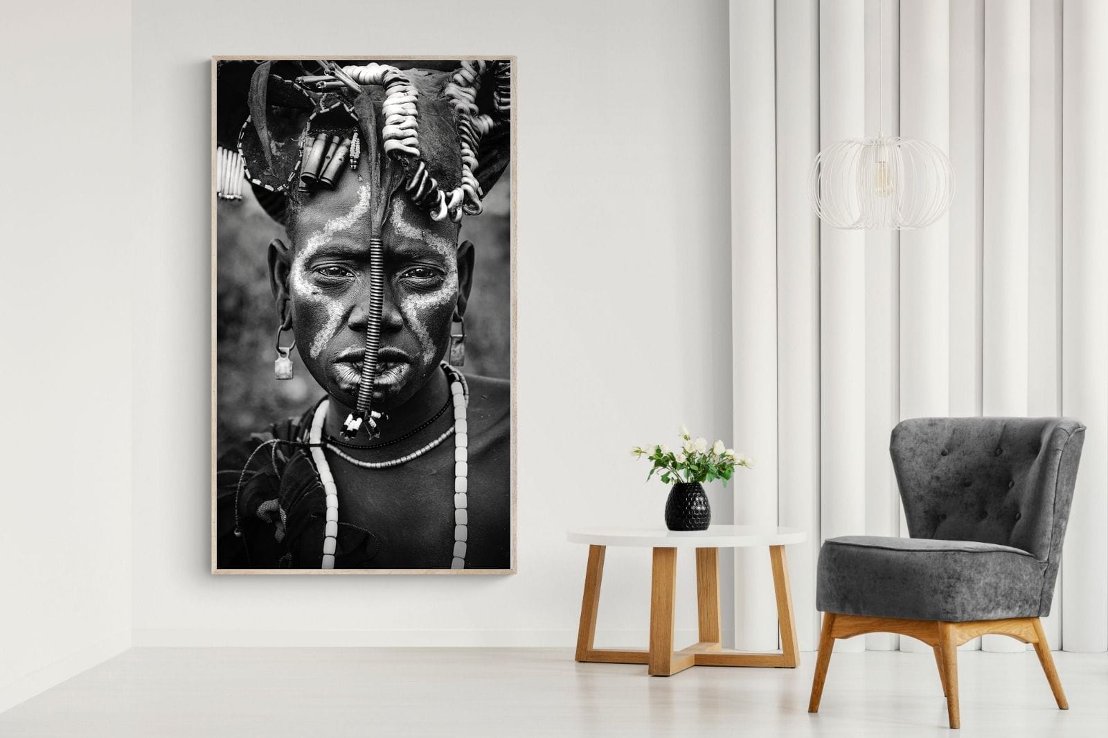 Mursi Tribesman-Wall_Art-130 x 220cm-Mounted Canvas-Wood-Pixalot