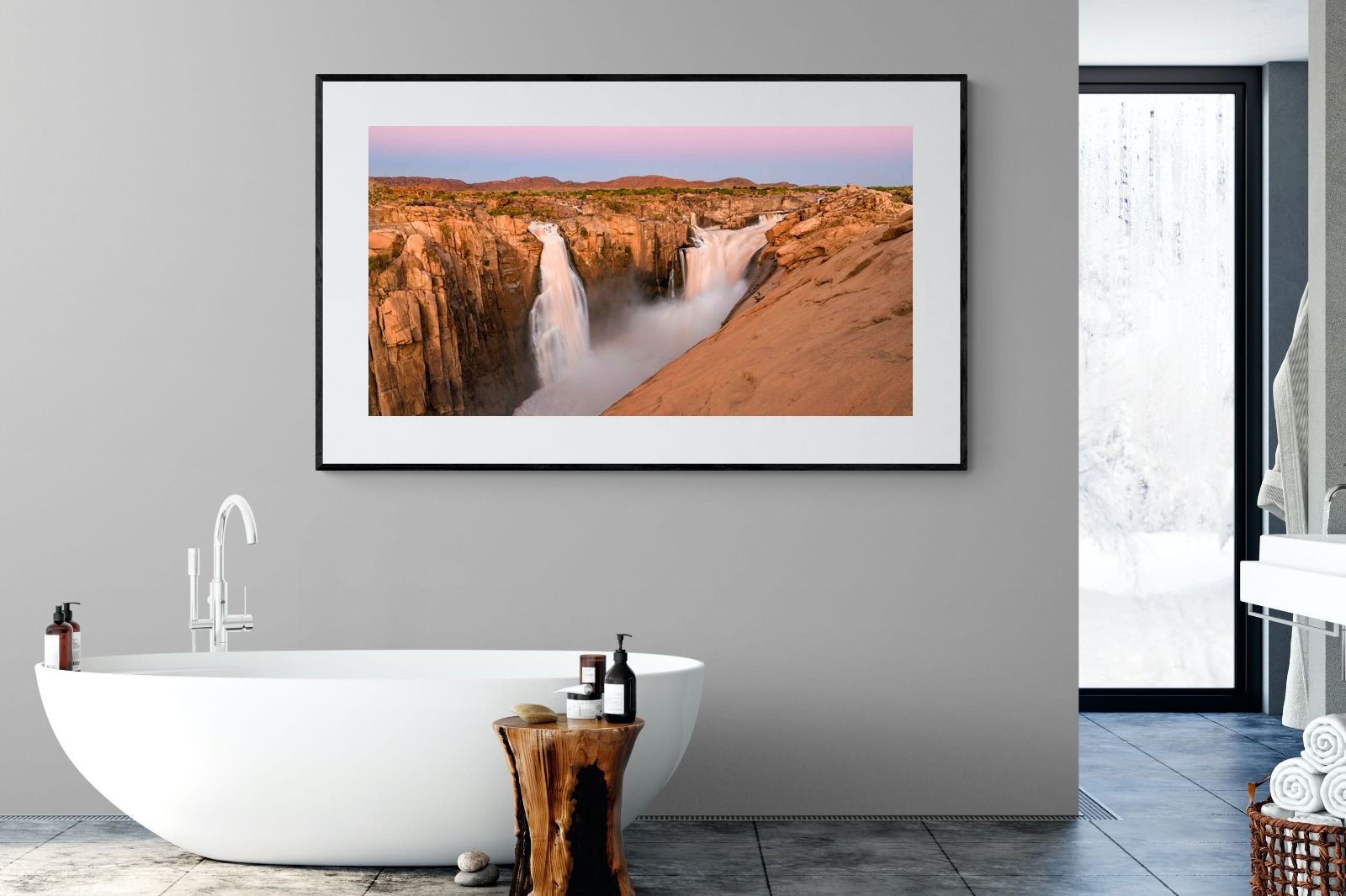 Namibian Falls-Wall_Art-180 x 110cm-Framed Print-Black-Pixalot