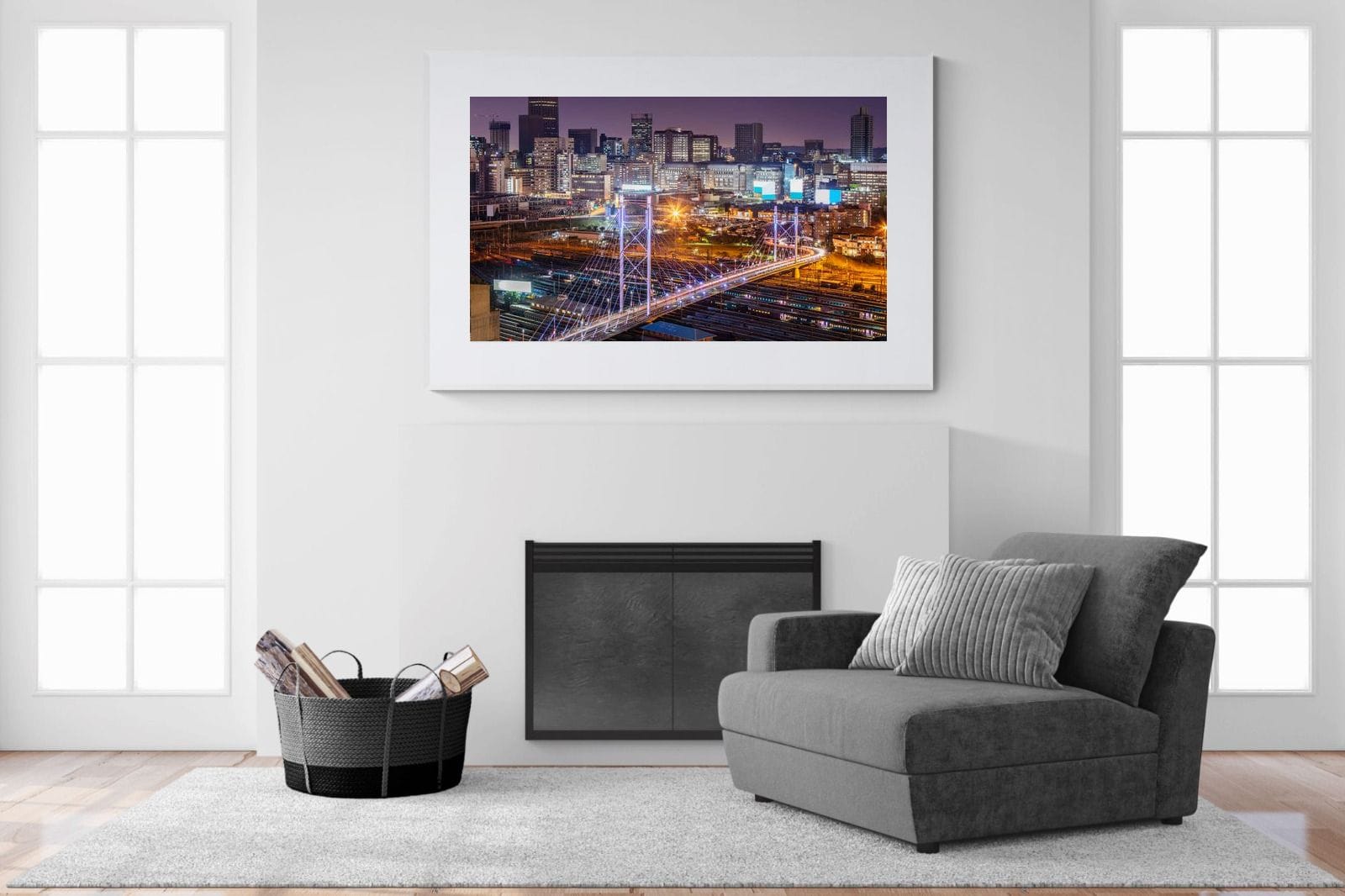 Nelson Mandela Bridge-Wall_Art-150 x 100cm-Framed Print-White-Pixalot