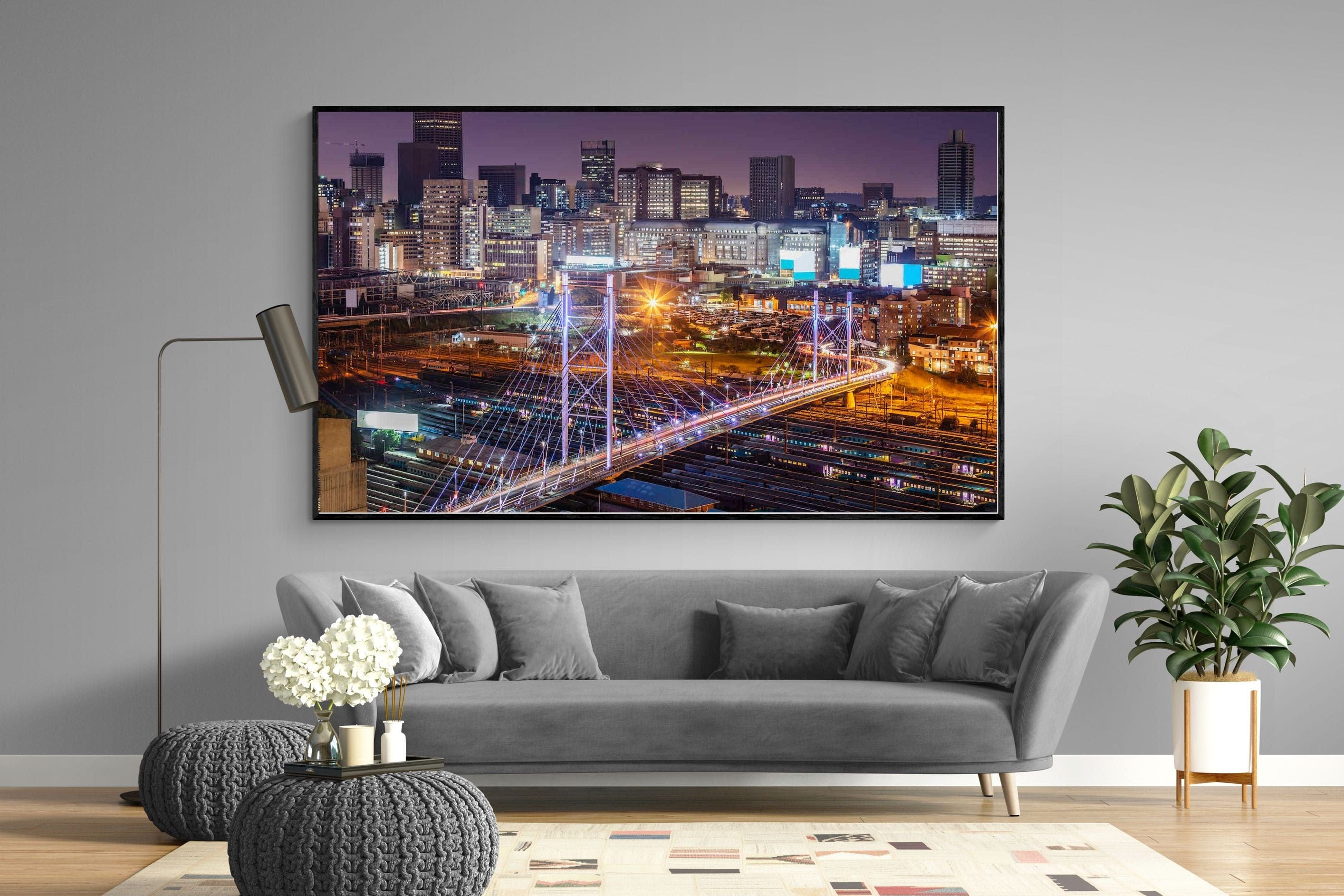 Nelson Mandela Bridge-Wall_Art-220 x 130cm-Mounted Canvas-Black-Pixalot