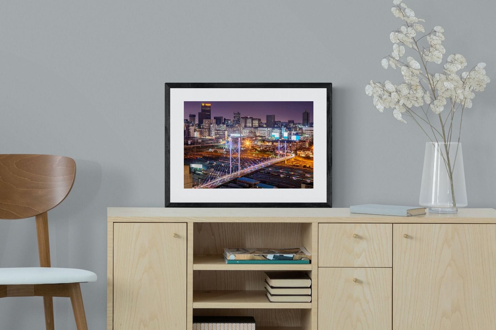 Nelson Mandela Bridge-Wall_Art-60 x 45cm-Framed Print-Black-Pixalot