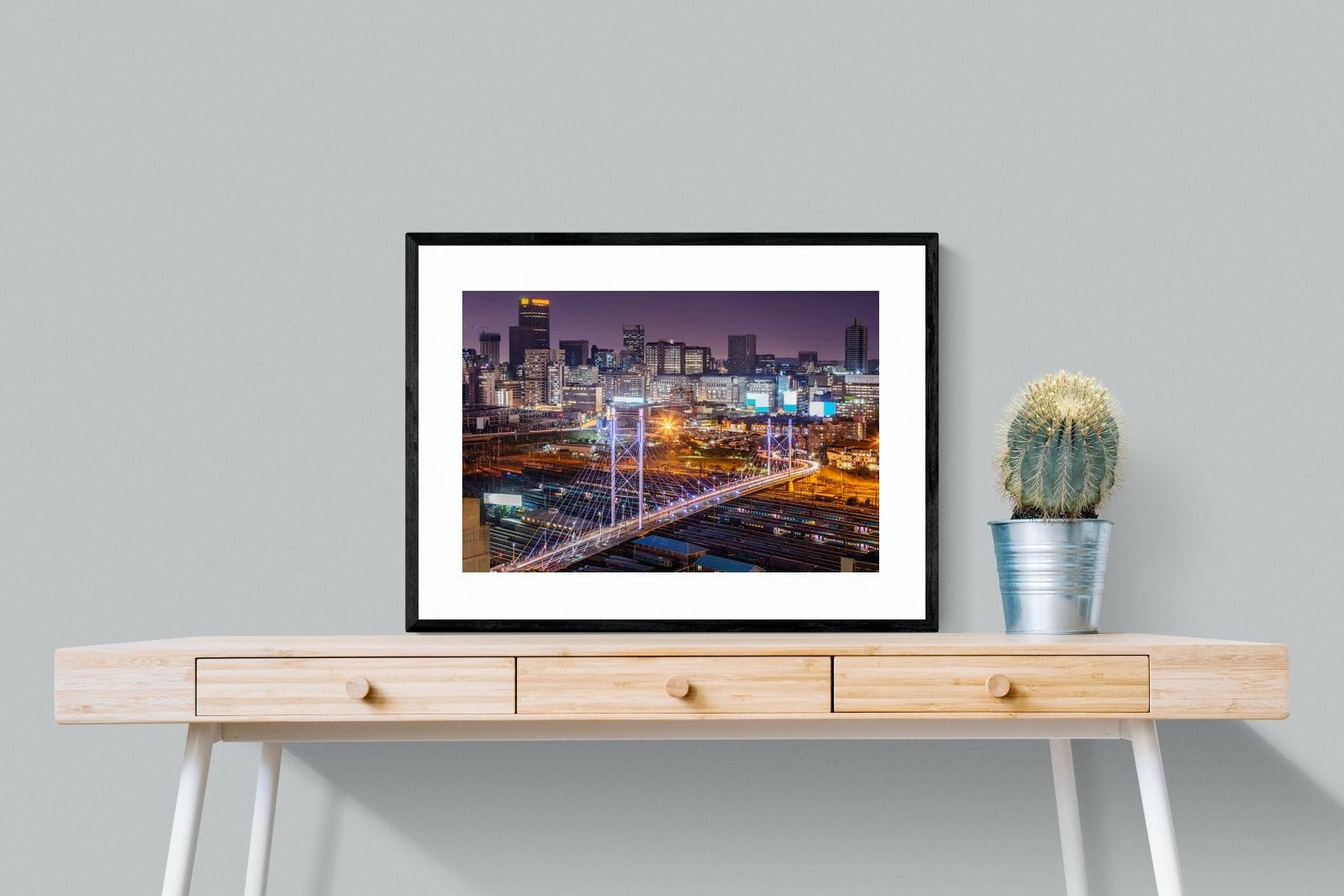 Nelson Mandela Bridge-Wall_Art-80 x 60cm-Framed Print-Black-Pixalot