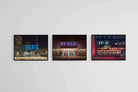 Neon Brooklyn Set-Wall_Art-60 x 45cm (x3)-Mounted Canvas-Black-Pixalot