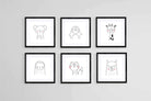 Noah's Arc Set-Wall_Art-30 x 30cm (x6)-Framed Print-Black-Pixalot