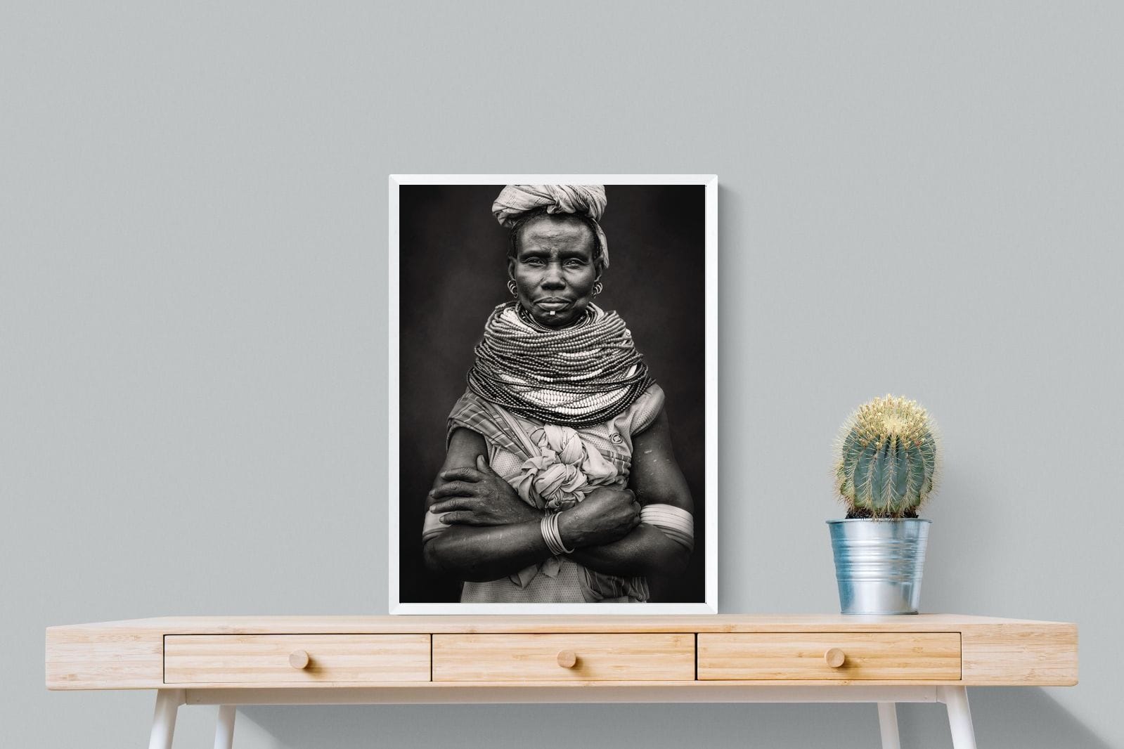 Nyangatom Woman-Wall_Art-60 x 80cm-Mounted Canvas-White-Pixalot