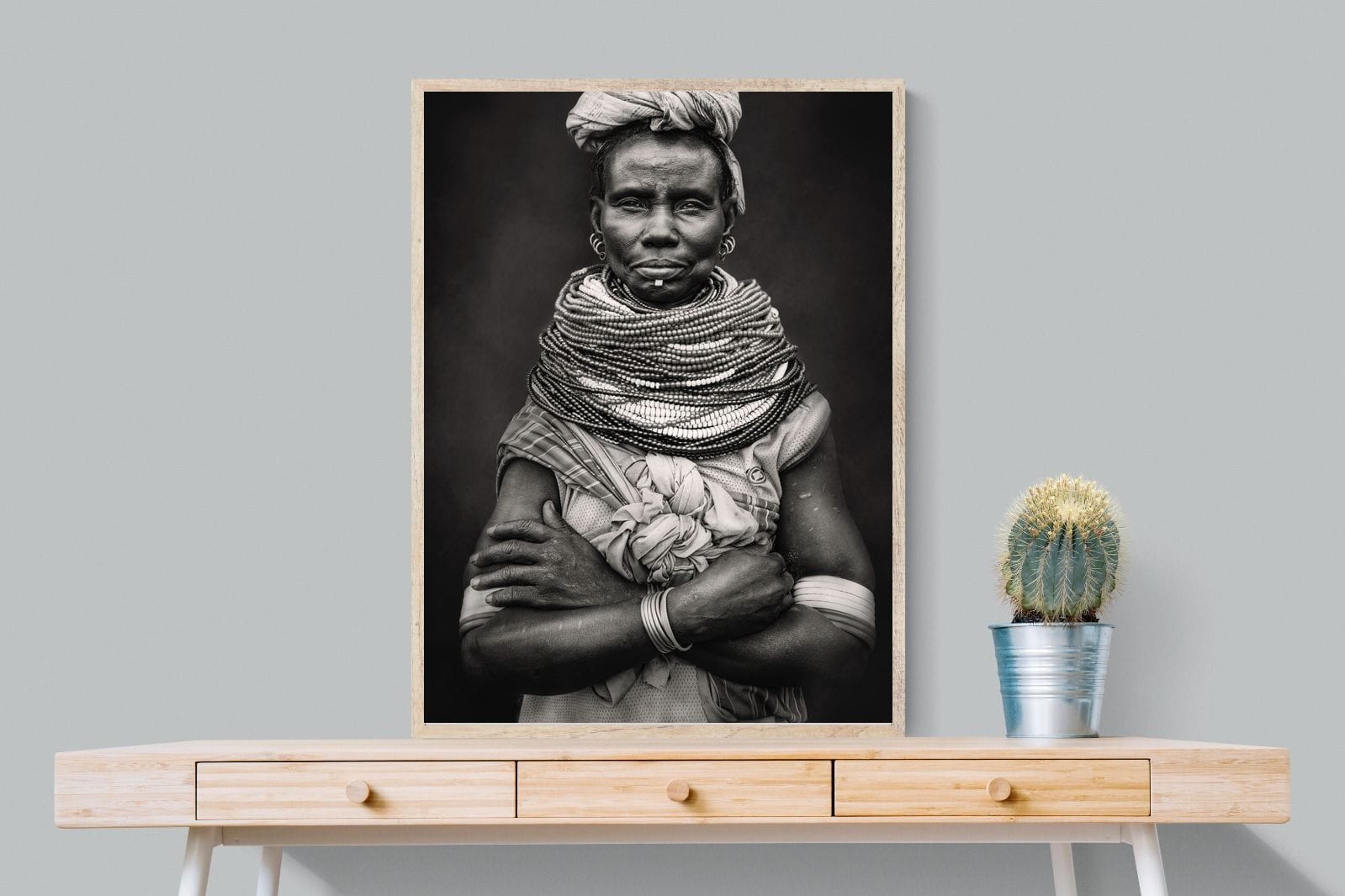 Nyangatom Woman-Wall_Art-75 x 100cm-Mounted Canvas-Wood-Pixalot