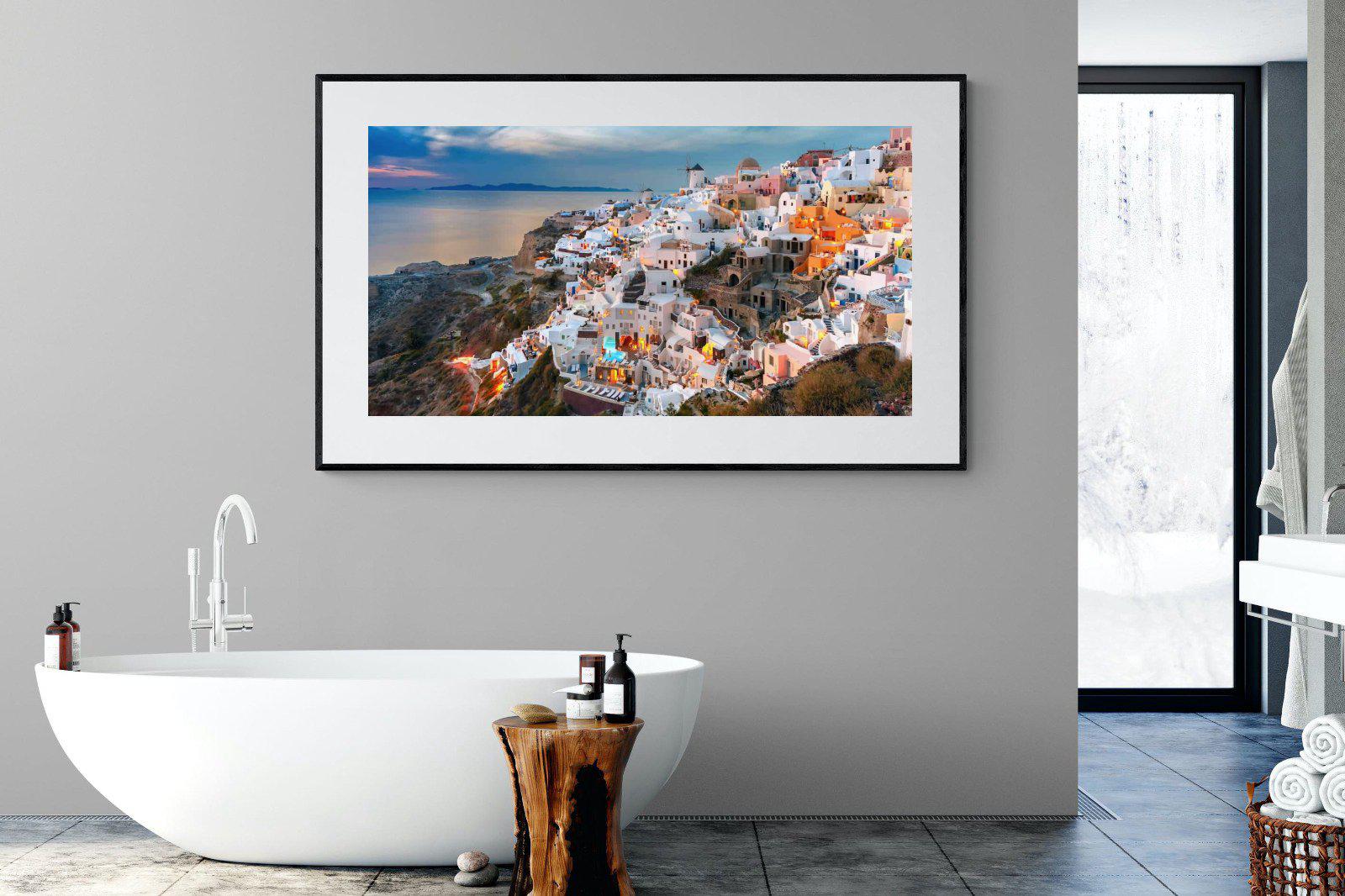 Oia at Sunset-Wall_Art-180 x 110cm-Framed Print-Black-Pixalot