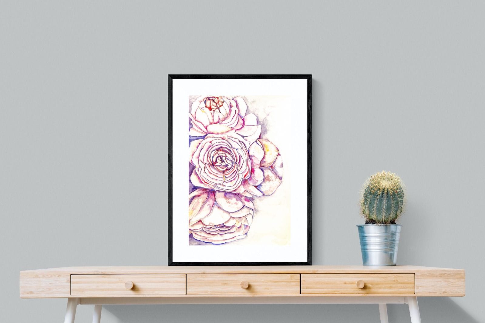 Painted Peonies-Wall_Art-60 x 80cm-Framed Print-Black-Pixalot