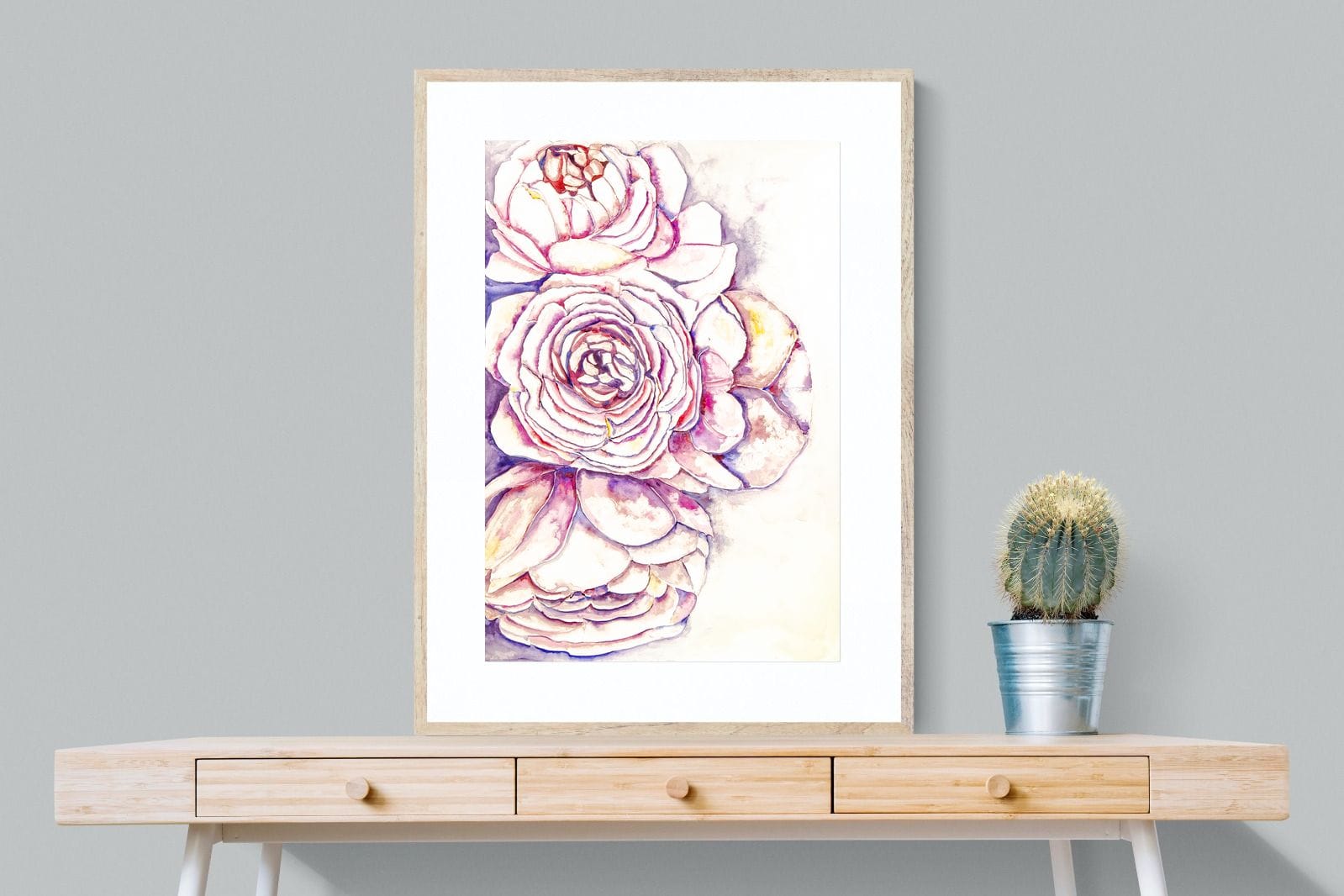 Painted Peonies-Wall_Art-75 x 100cm-Framed Print-Wood-Pixalot