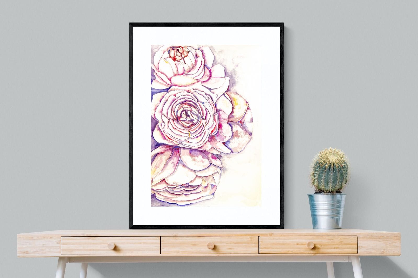 Painted Peonies-Wall_Art-75 x 100cm-Framed Print-Black-Pixalot