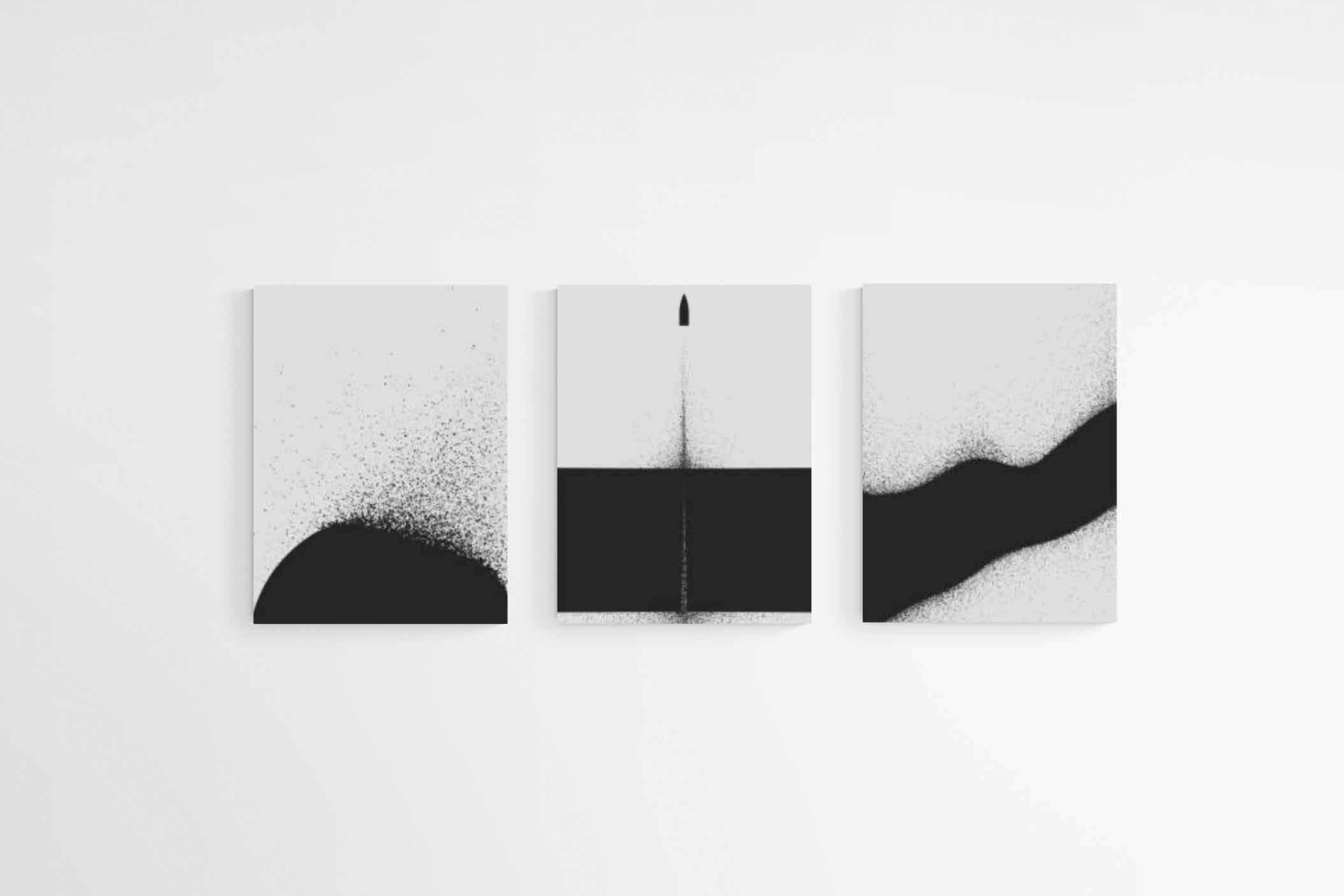 Particle Set-Wall_Art-45 x 60cm (x3)-Mounted Canvas-No Frame-Pixalot