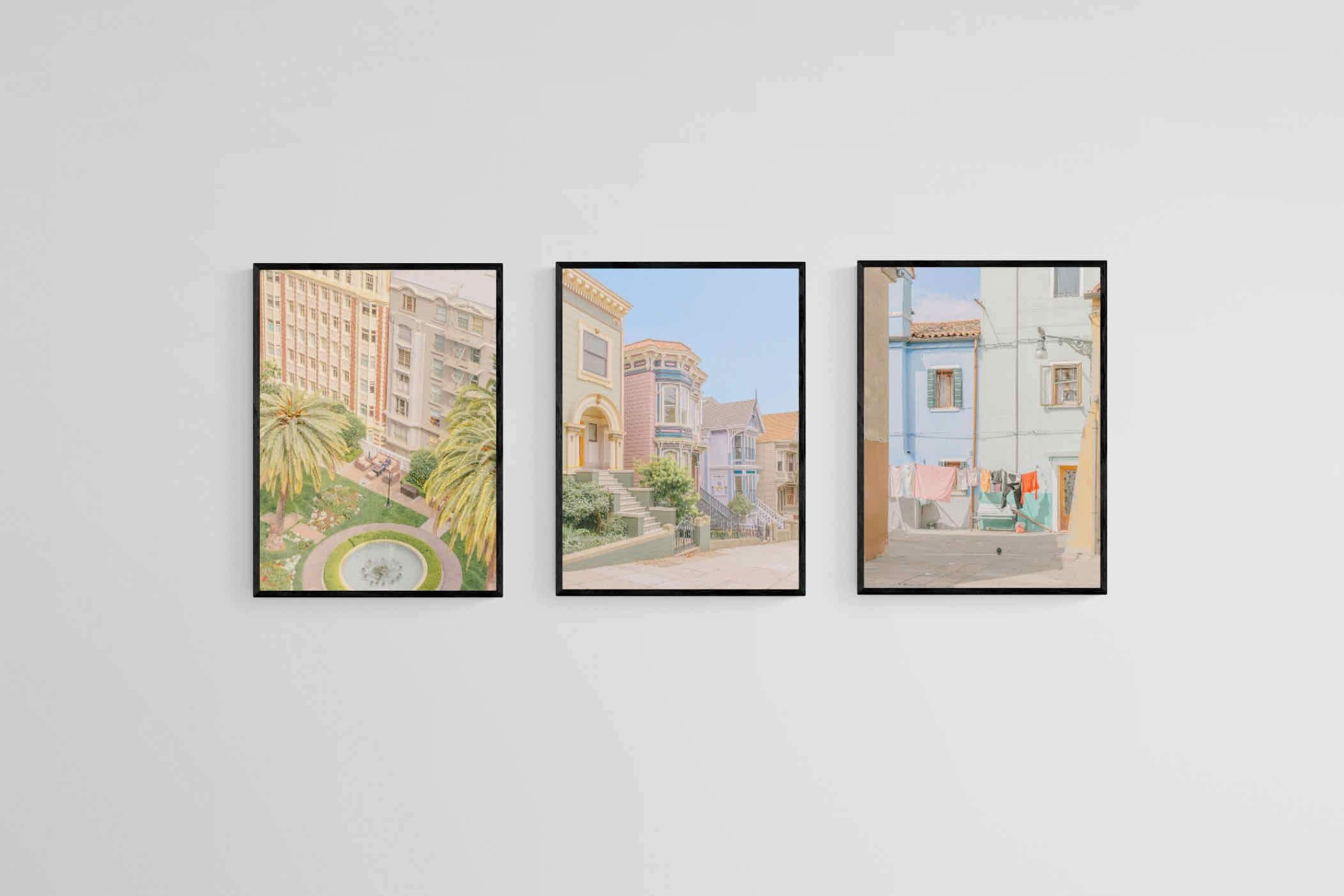 Pastel Portugal Set-Wall_Art-45 x 60cm (x3)-Mounted Canvas-Black-Pixalot