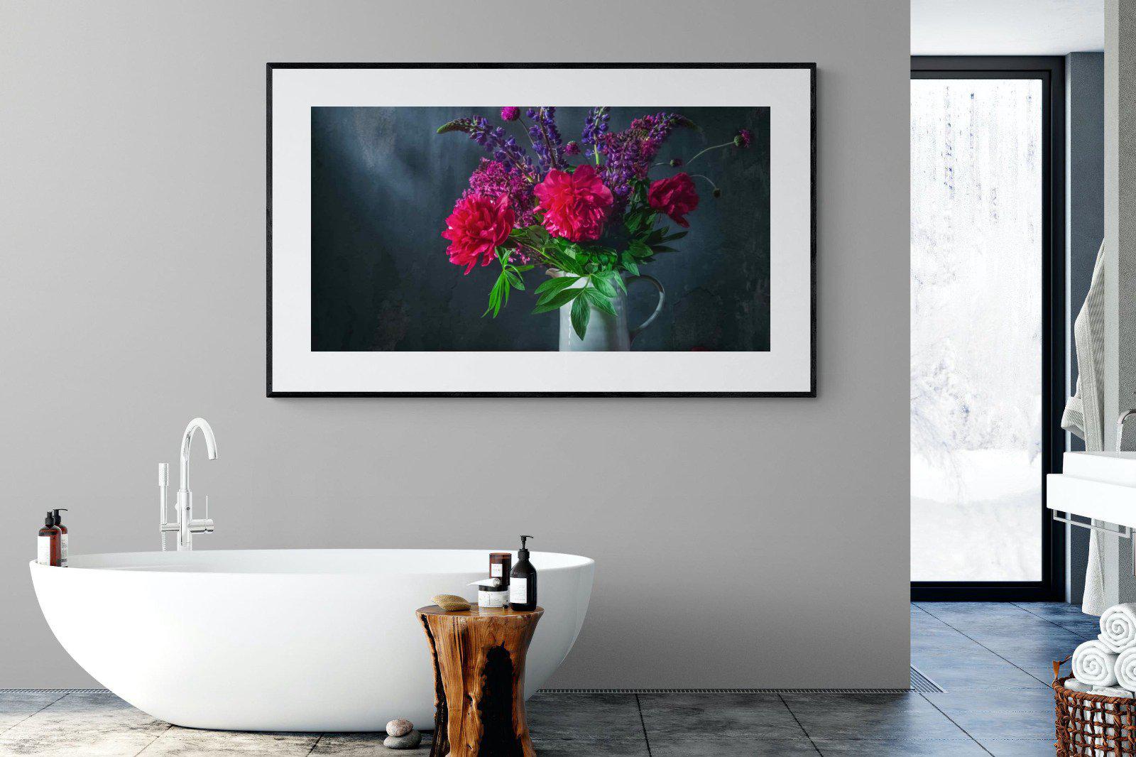 Peony & Lupin-Wall_Art-180 x 110cm-Framed Print-Black-Pixalot